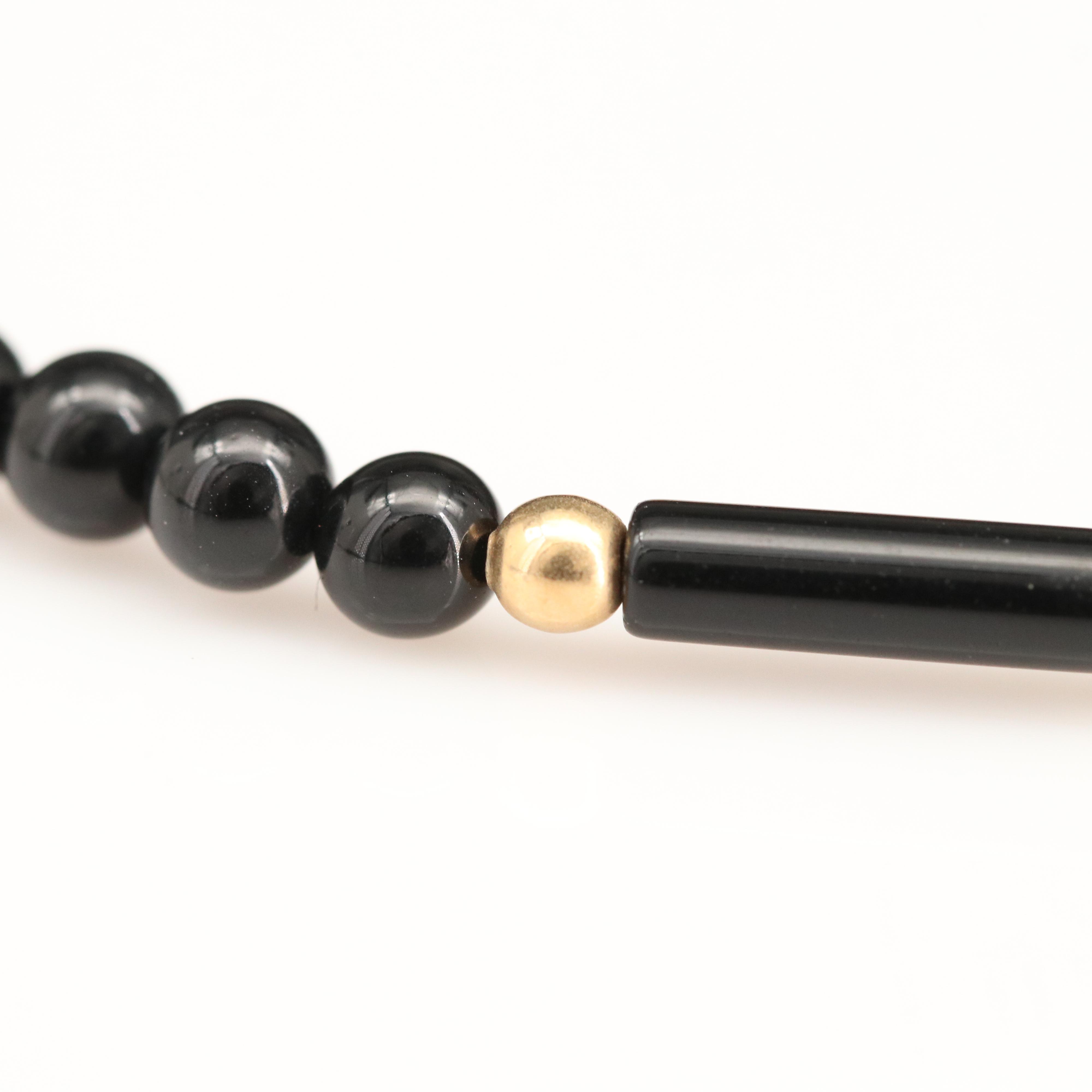 Black Onyx Beaded Bracelet with 14K Beads and Clasp