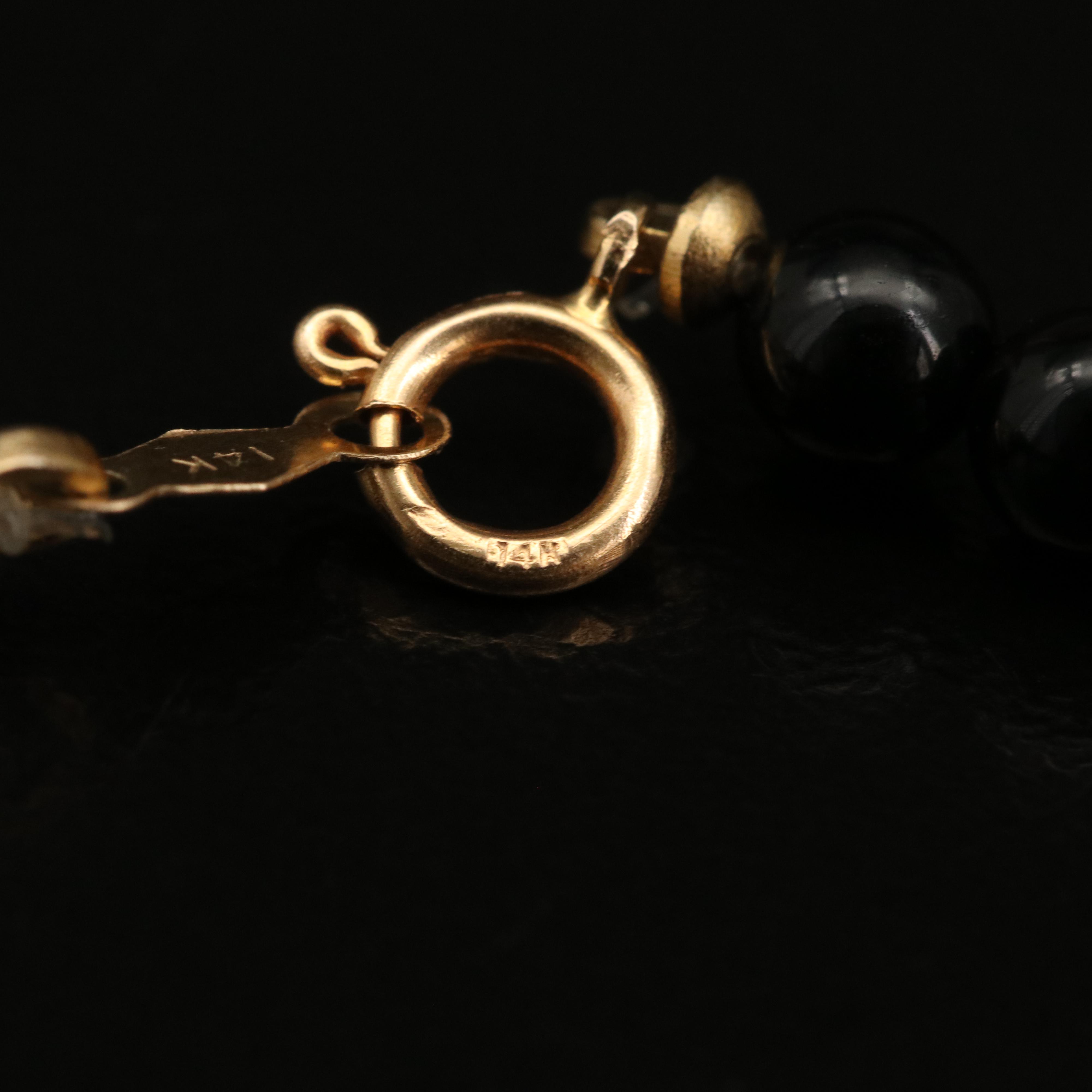 Black Onyx Beaded Bracelet with 14K Beads and Clasp