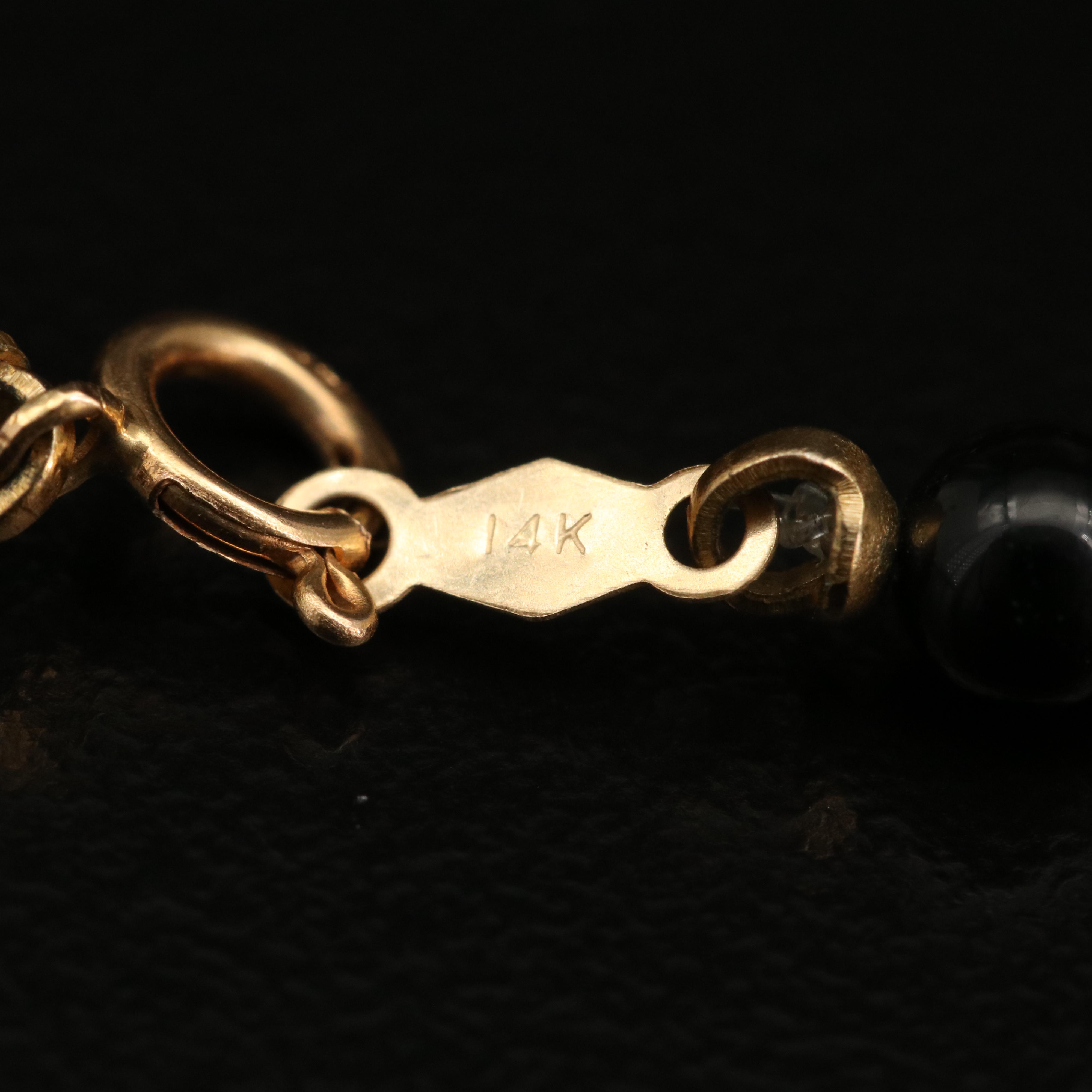 Black Onyx Beaded Bracelet with 14K Beads and Clasp