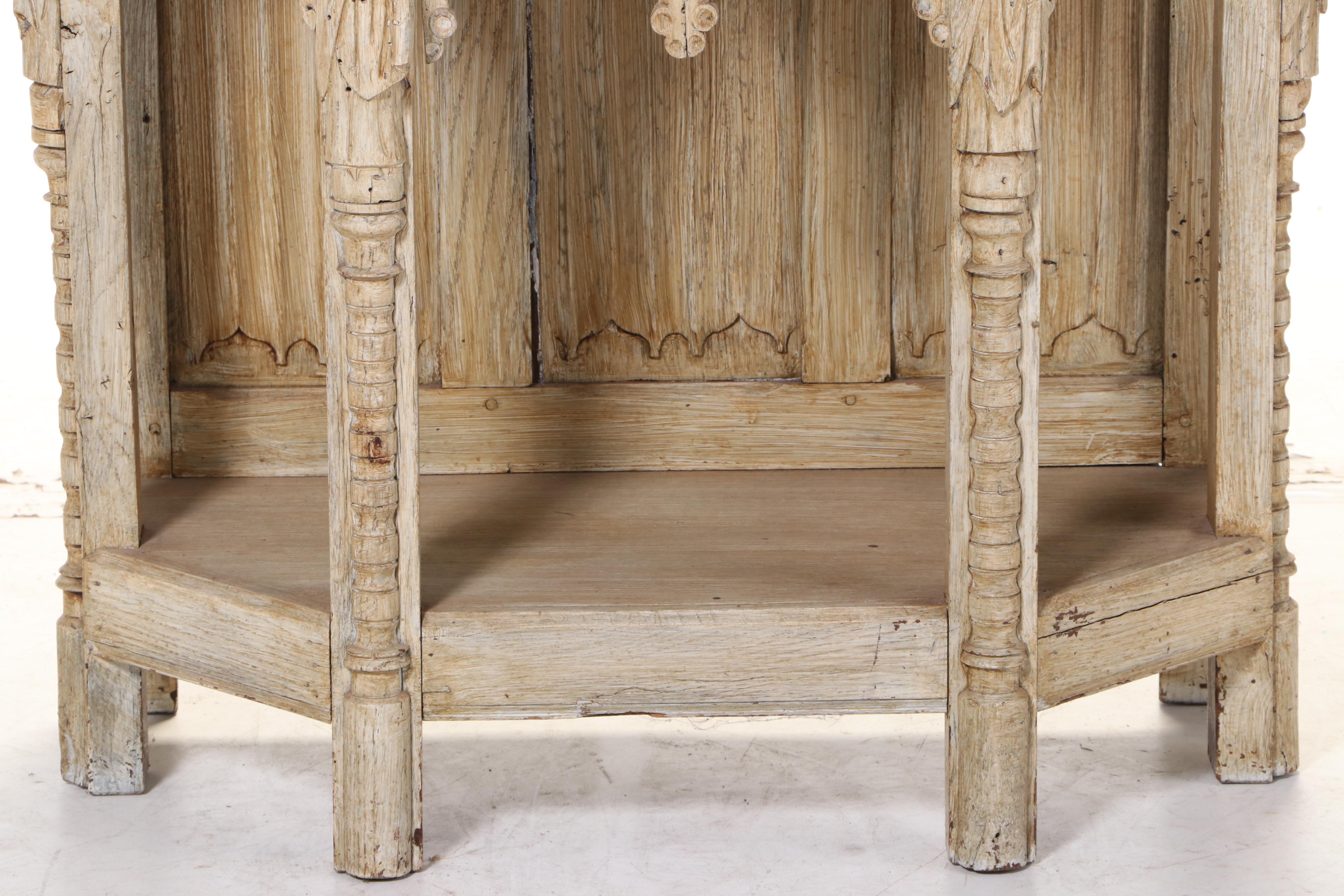 Gothic Revival Carved Limed Oak Hall Table, Late 19th Century