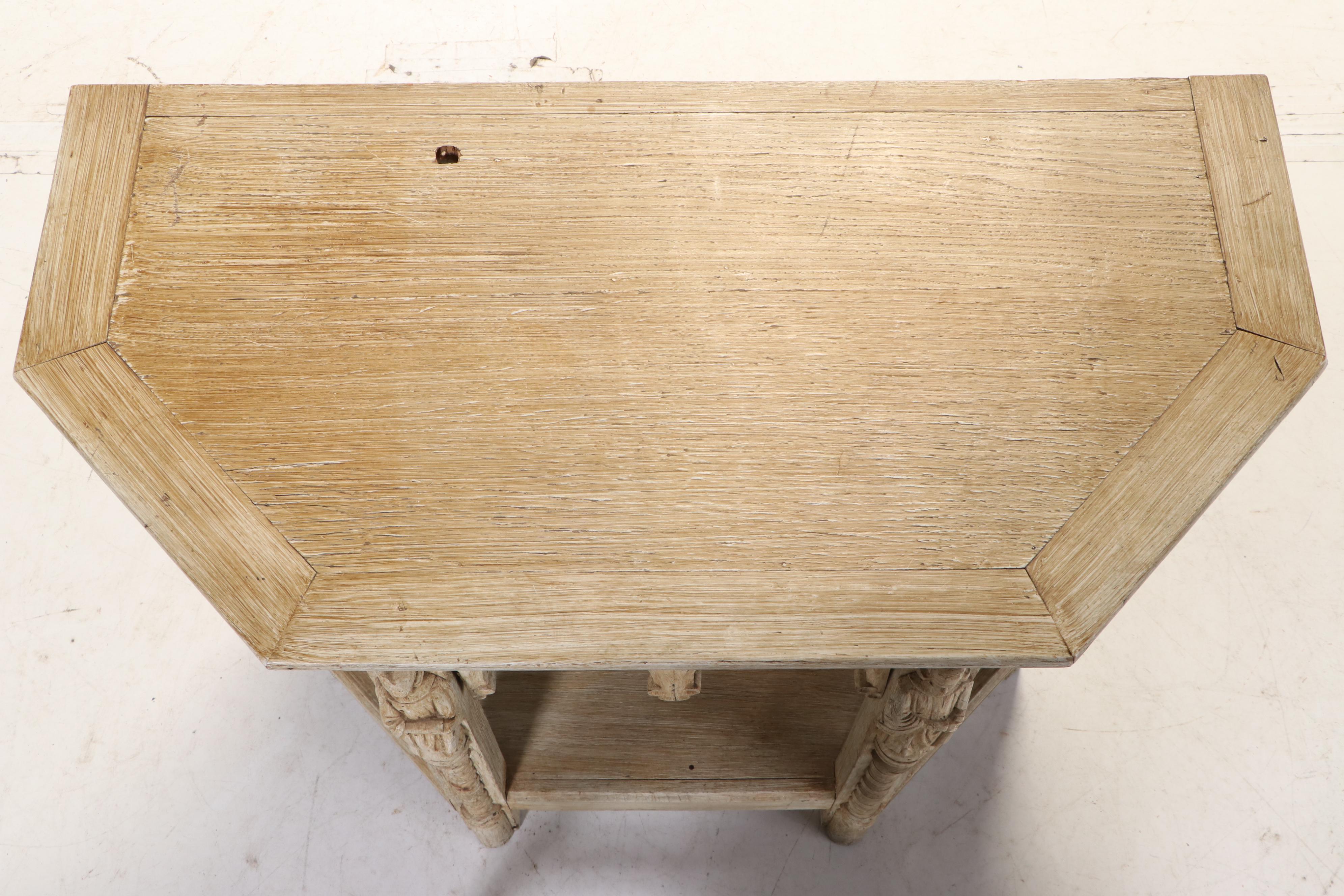 Gothic Revival Carved Limed Oak Hall Table, Late 19th Century