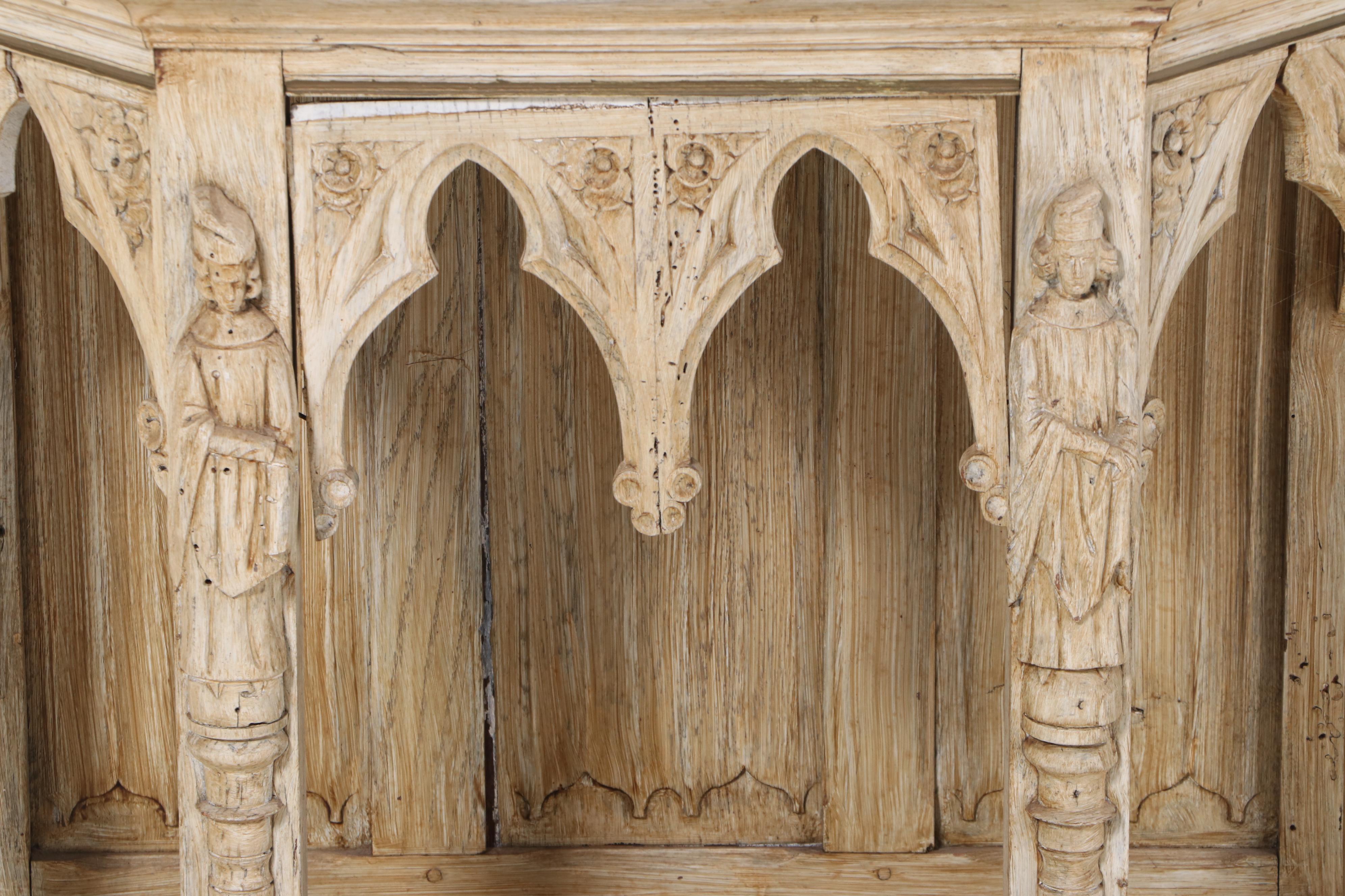 Gothic Revival Carved Limed Oak Hall Table, Late 19th Century