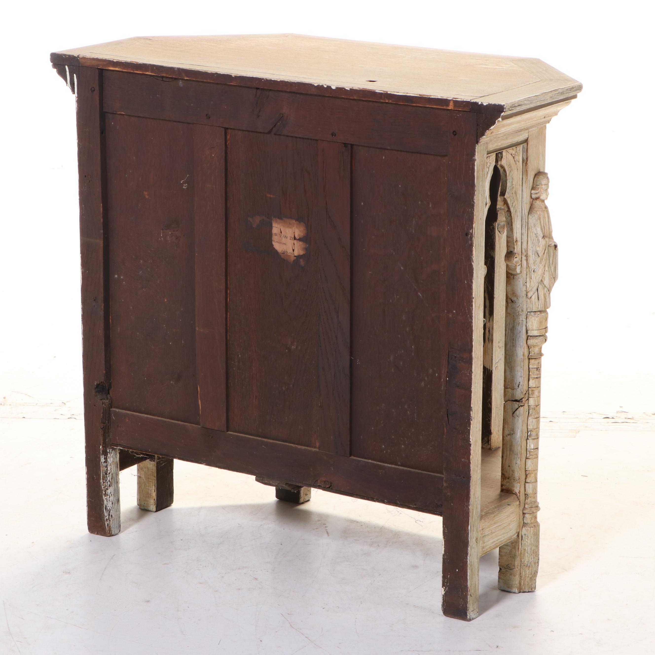 Gothic Revival Carved Limed Oak Hall Table, Late 19th Century