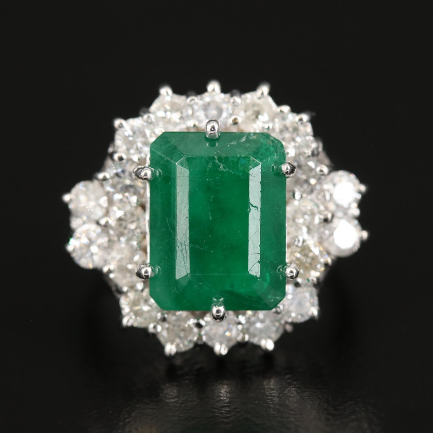 14K 5.87 CT Emerald and 1.25 CTW Diamond Ring