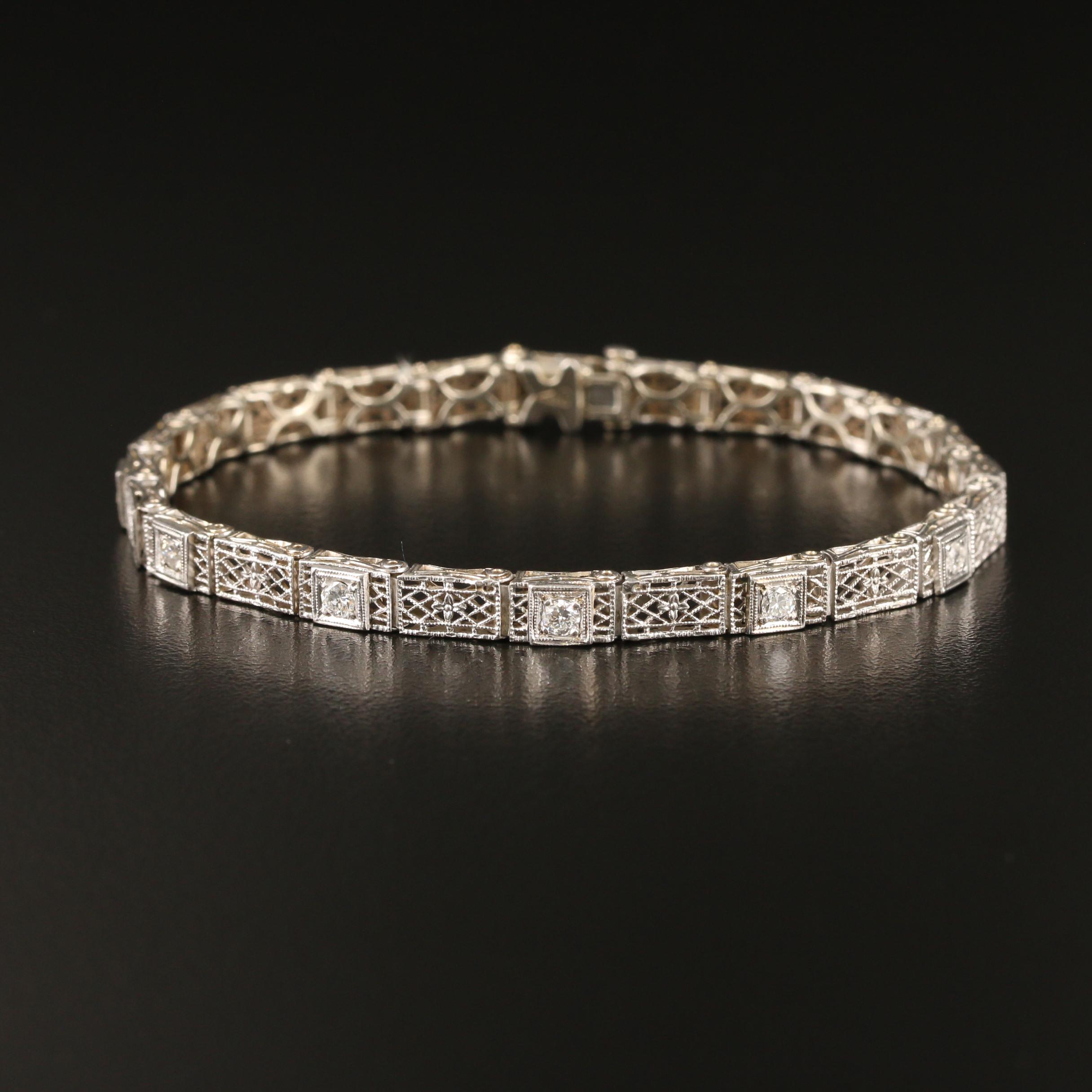 Art Deco Kohn & Co. 14K Diamond Bracelet