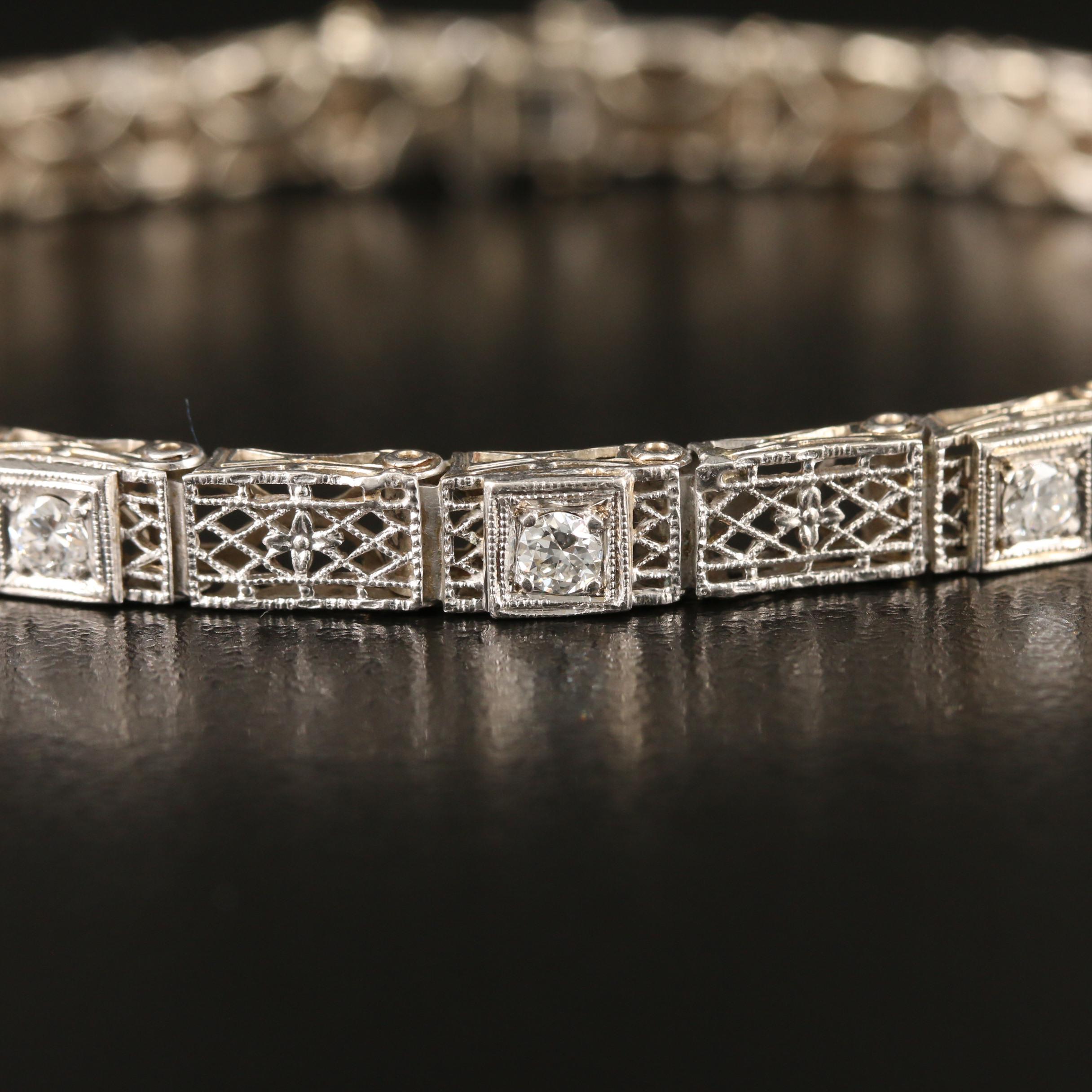 Art Deco Kohn & Co. 14K Diamond Bracelet