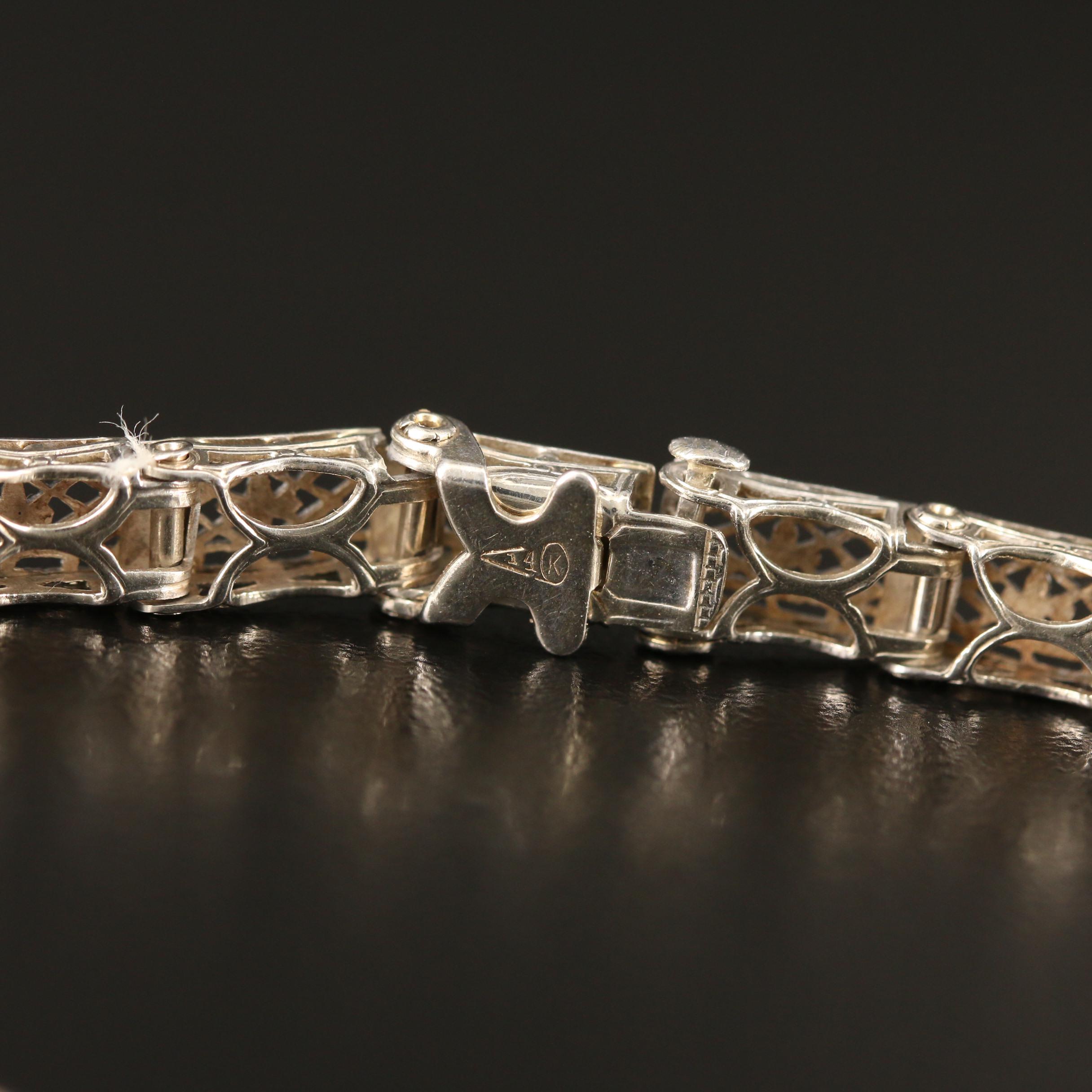 Art Deco Kohn & Co. 14K Diamond Bracelet