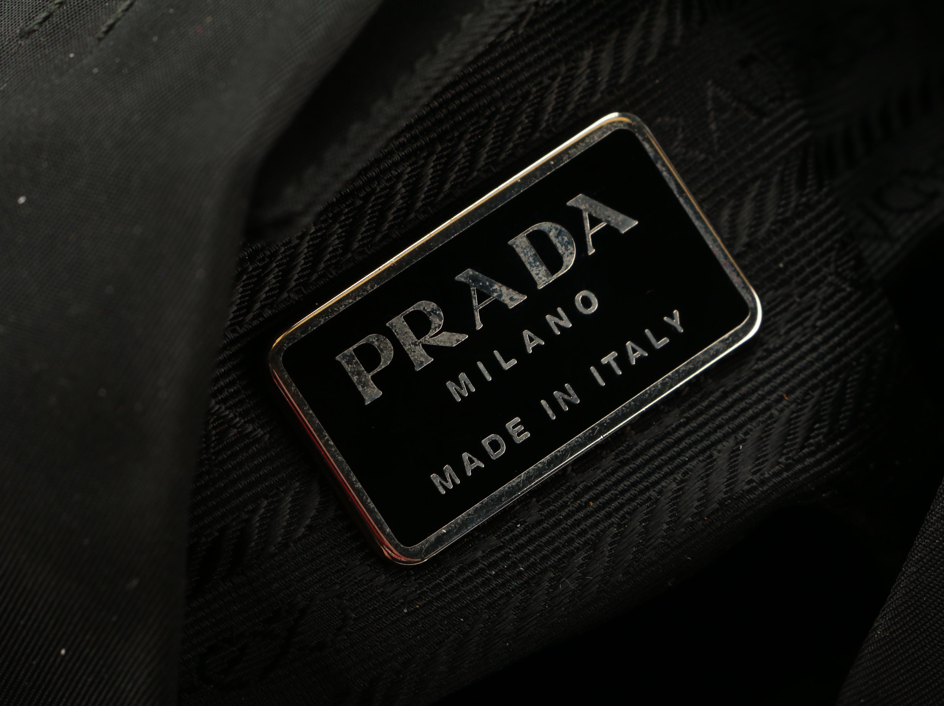 Prada Shoulder Bag in Black Tessuto Nylon with Translucent Handle