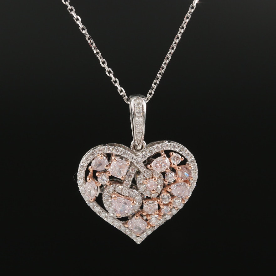 Italian 18K 1.76 CTW Diamond Heart Pendant Necklace