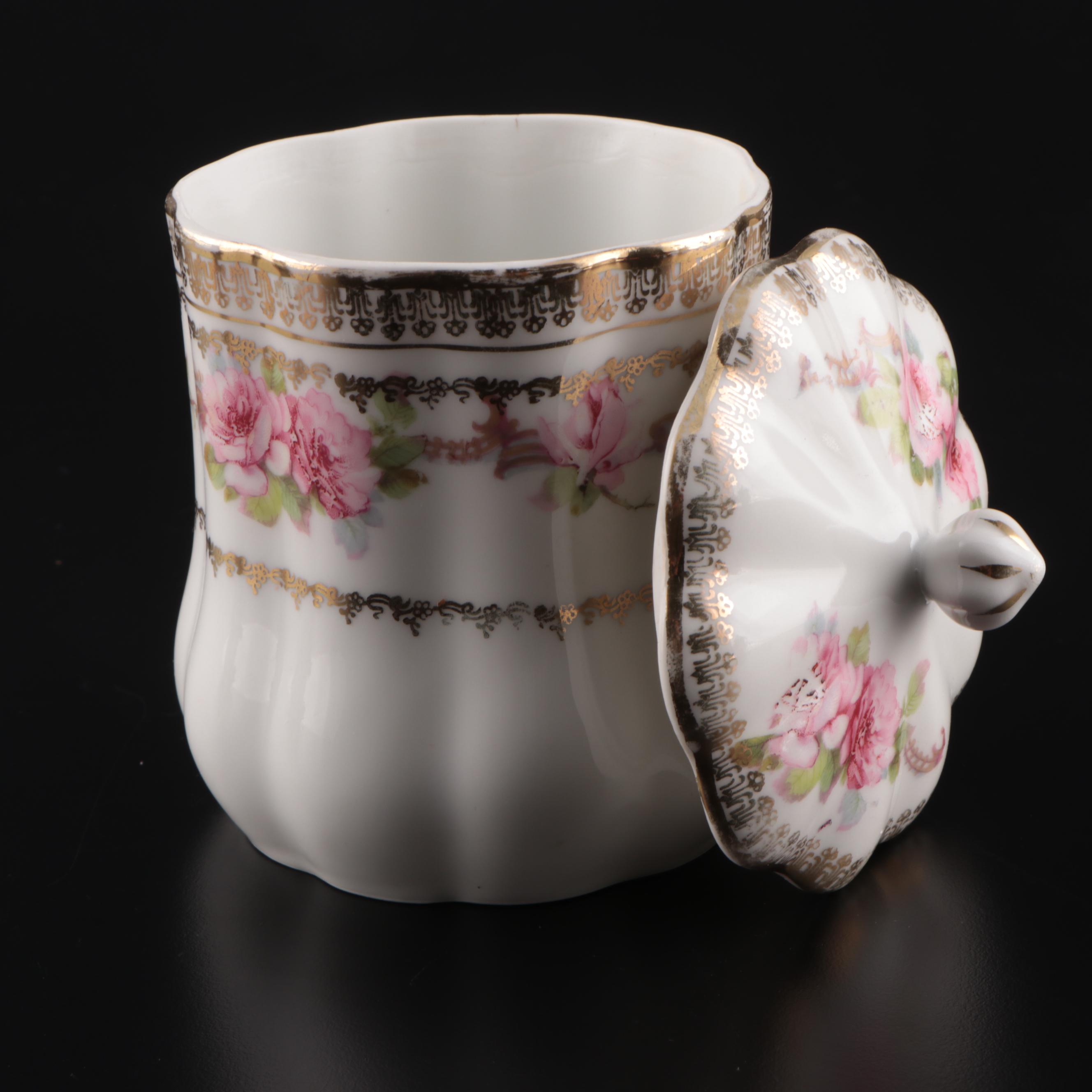 French, Prussian, Austrian Porcelain Condensed Milk Holders and Saucers