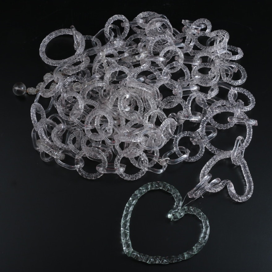 Chain Linked Art Glass Wall Hanging, Late 20th Century