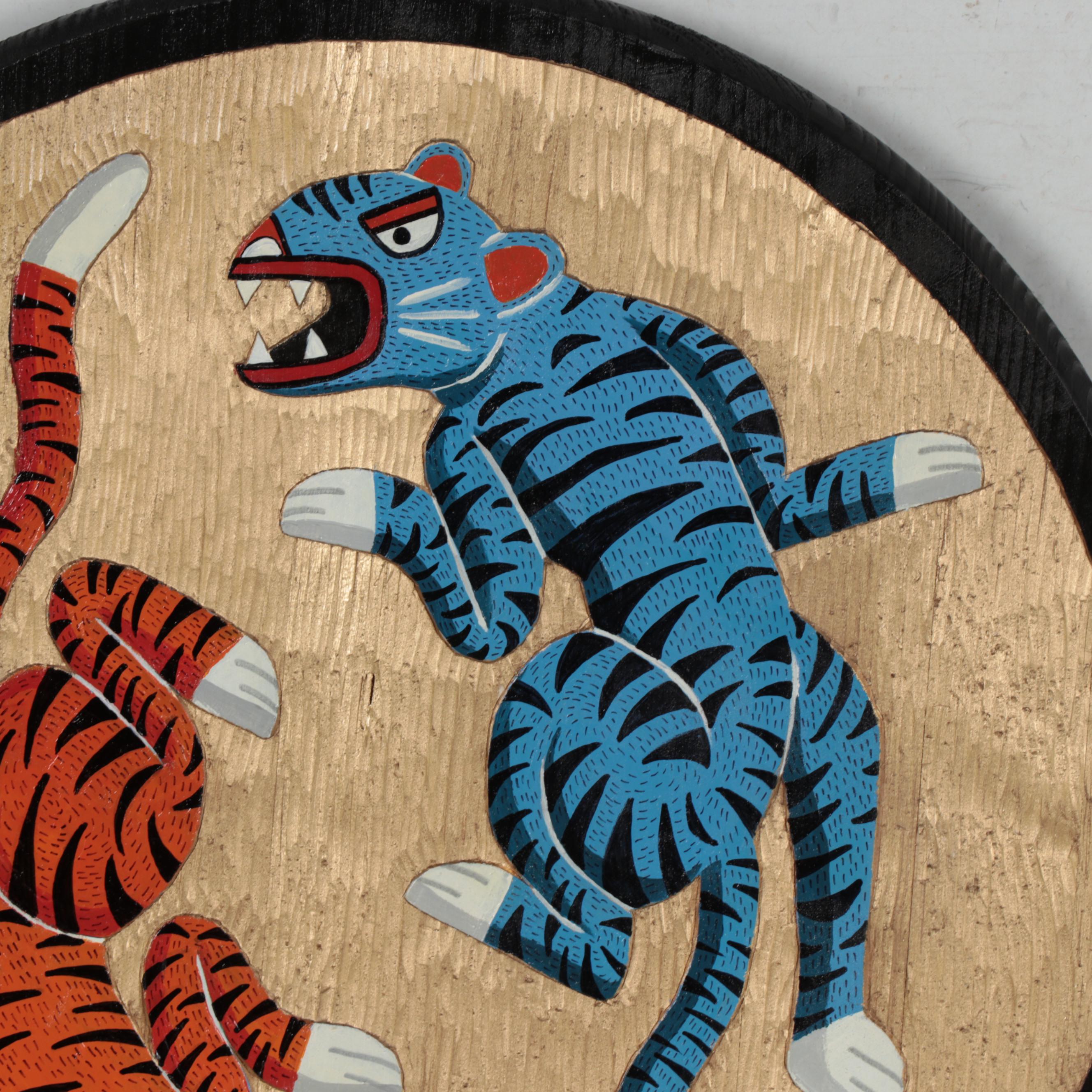 John Lanzador Painted Carved Wood Panel, 2021