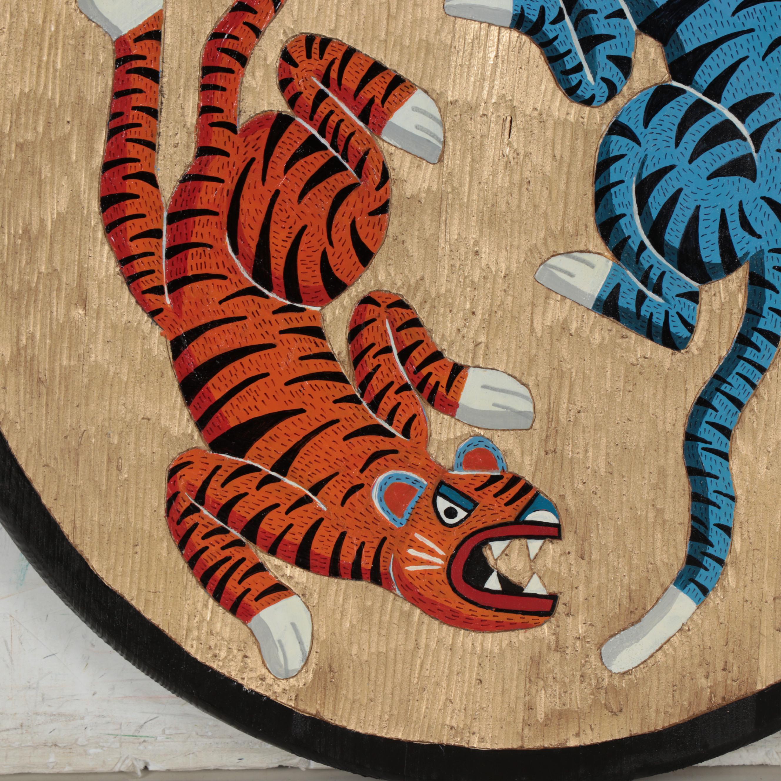 John Lanzador Painted Carved Wood Panel, 2021