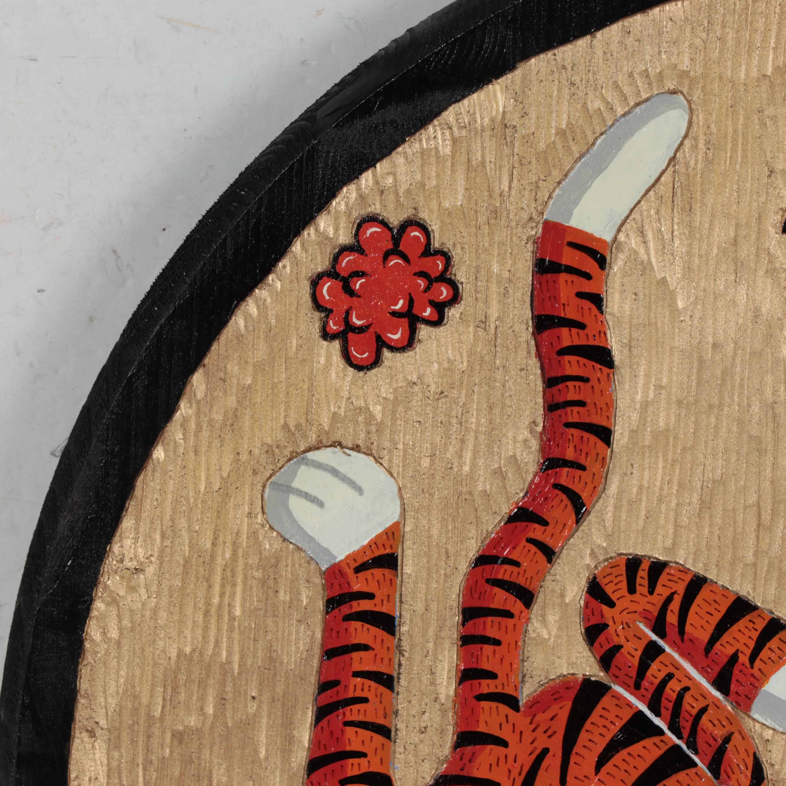 John Lanzador Painted Carved Wood Panel, 2021