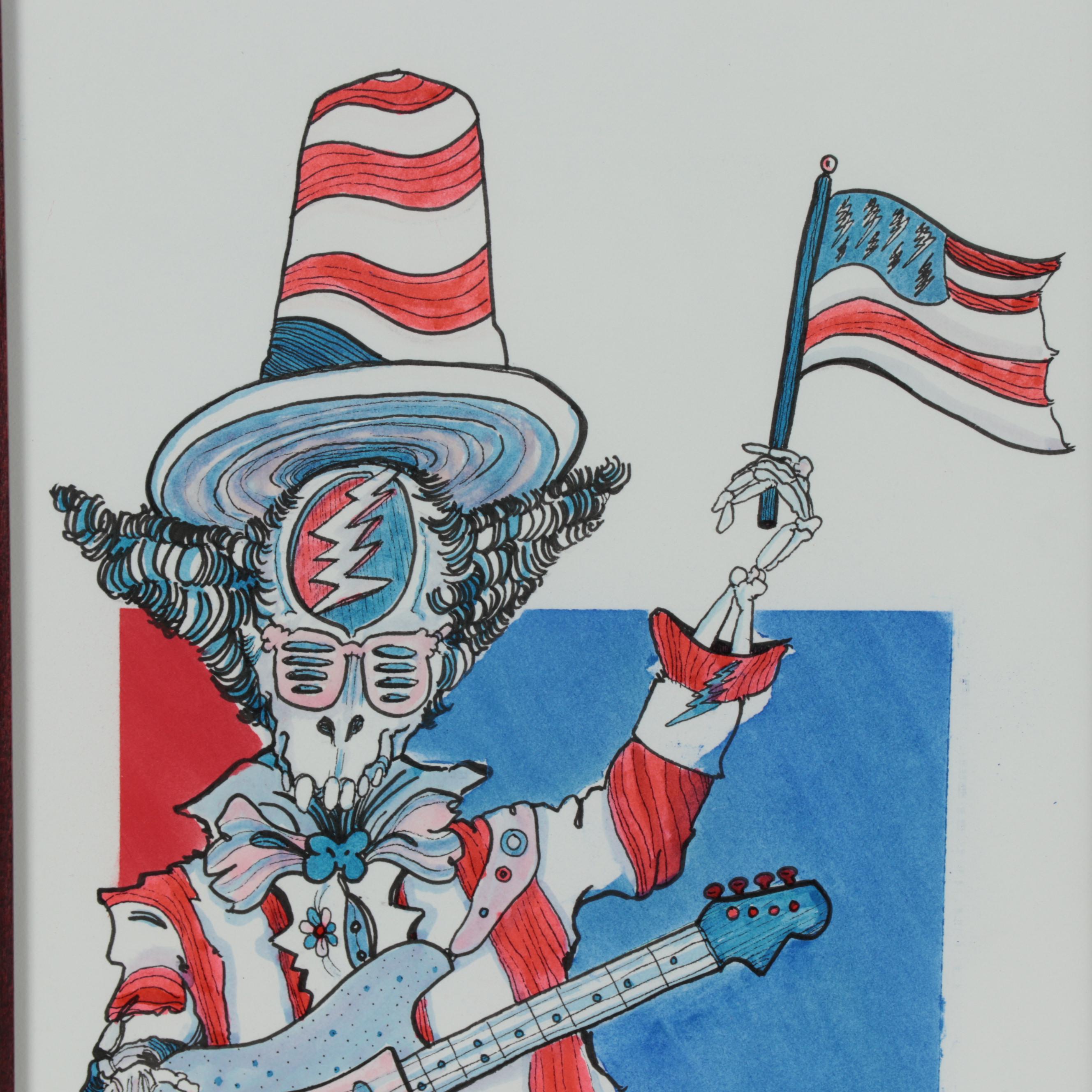 C. Matthew Hamby Figural Ink and Watercolor Drawing, 2021