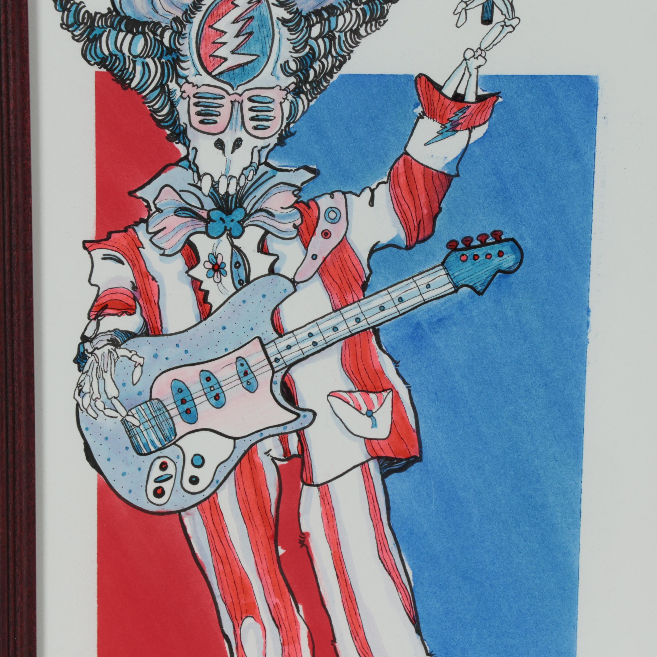 C. Matthew Hamby Figural Ink and Watercolor Drawing, 2021