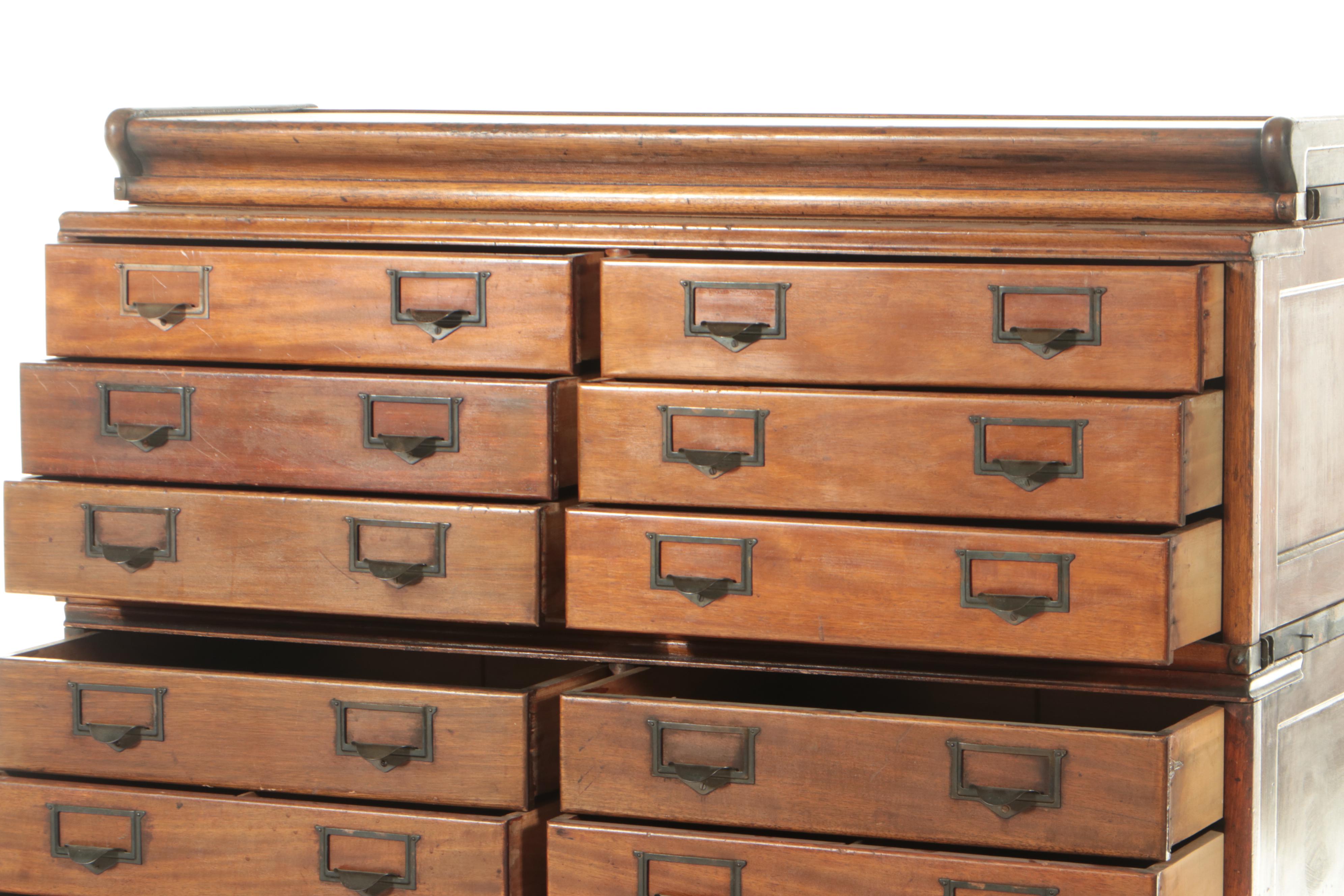 Walnut Four-Stack Library Card Catalog Filing Cabinet, Early 20th Century