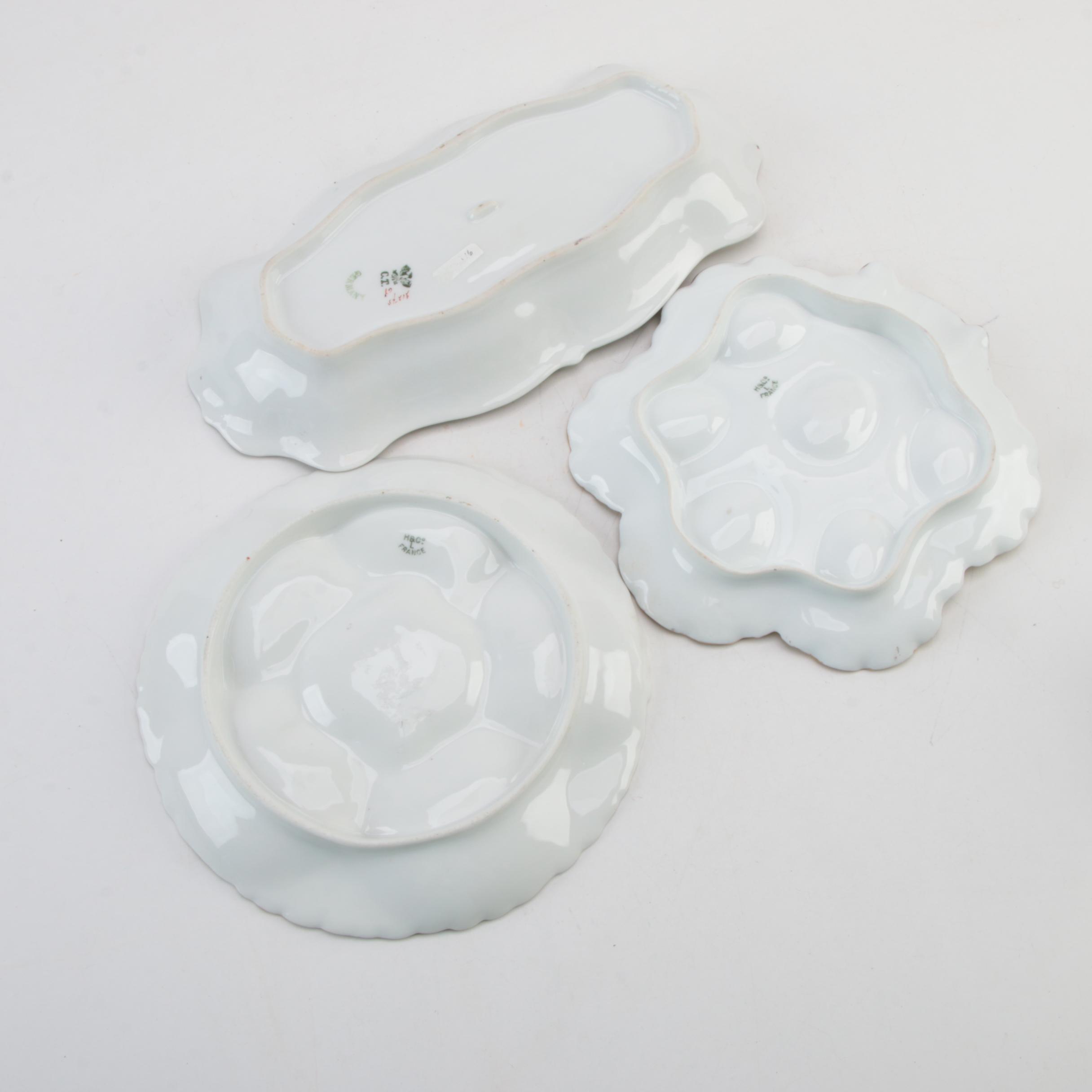 Haviland & Co. Limoges Oyster Plates with Other Porcelain Serveware