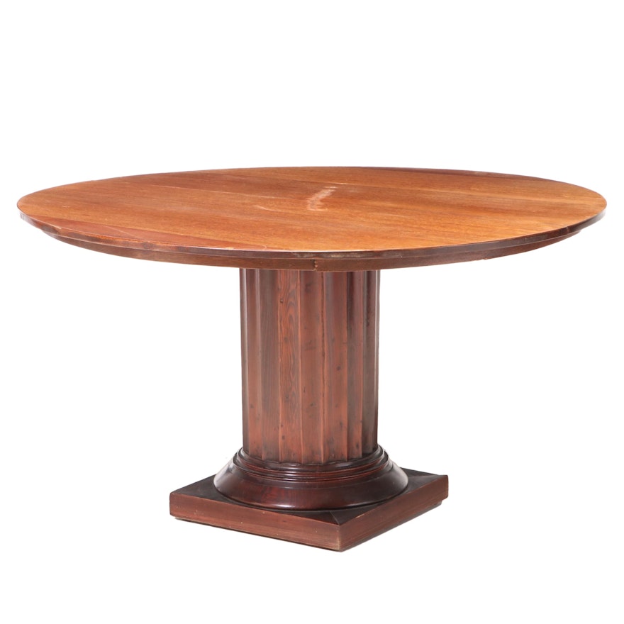 Mahogany Dining Table on Fluted Columnar Pedestal