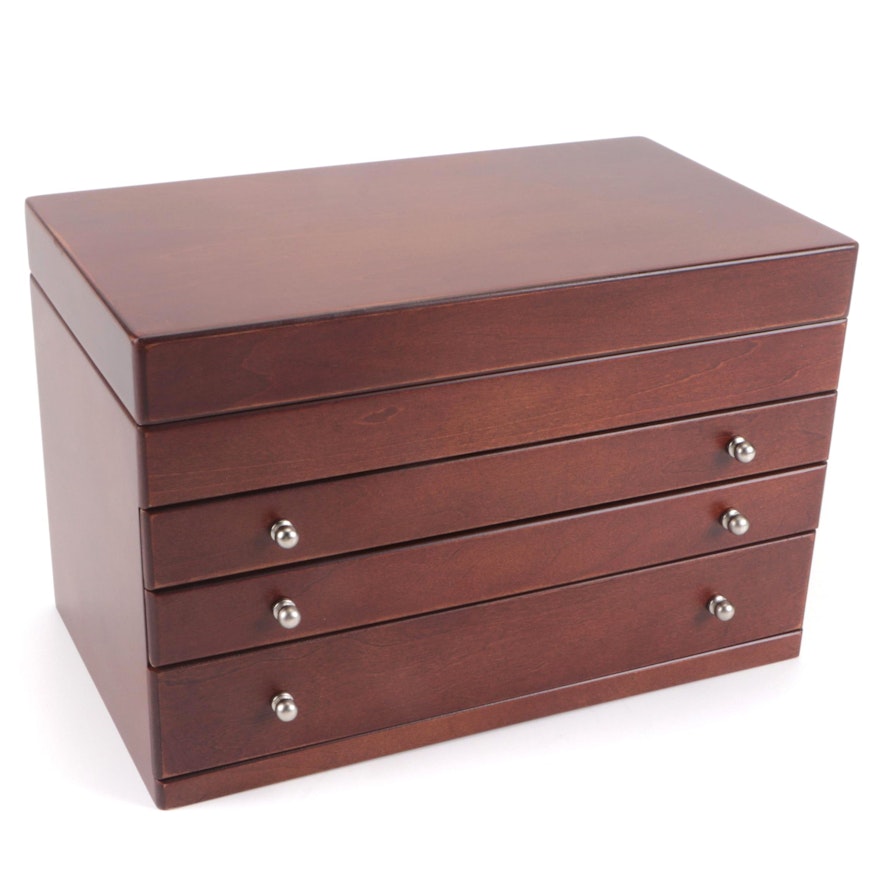 Mele & Co.Walnut Finish Wooden Jewelry Box