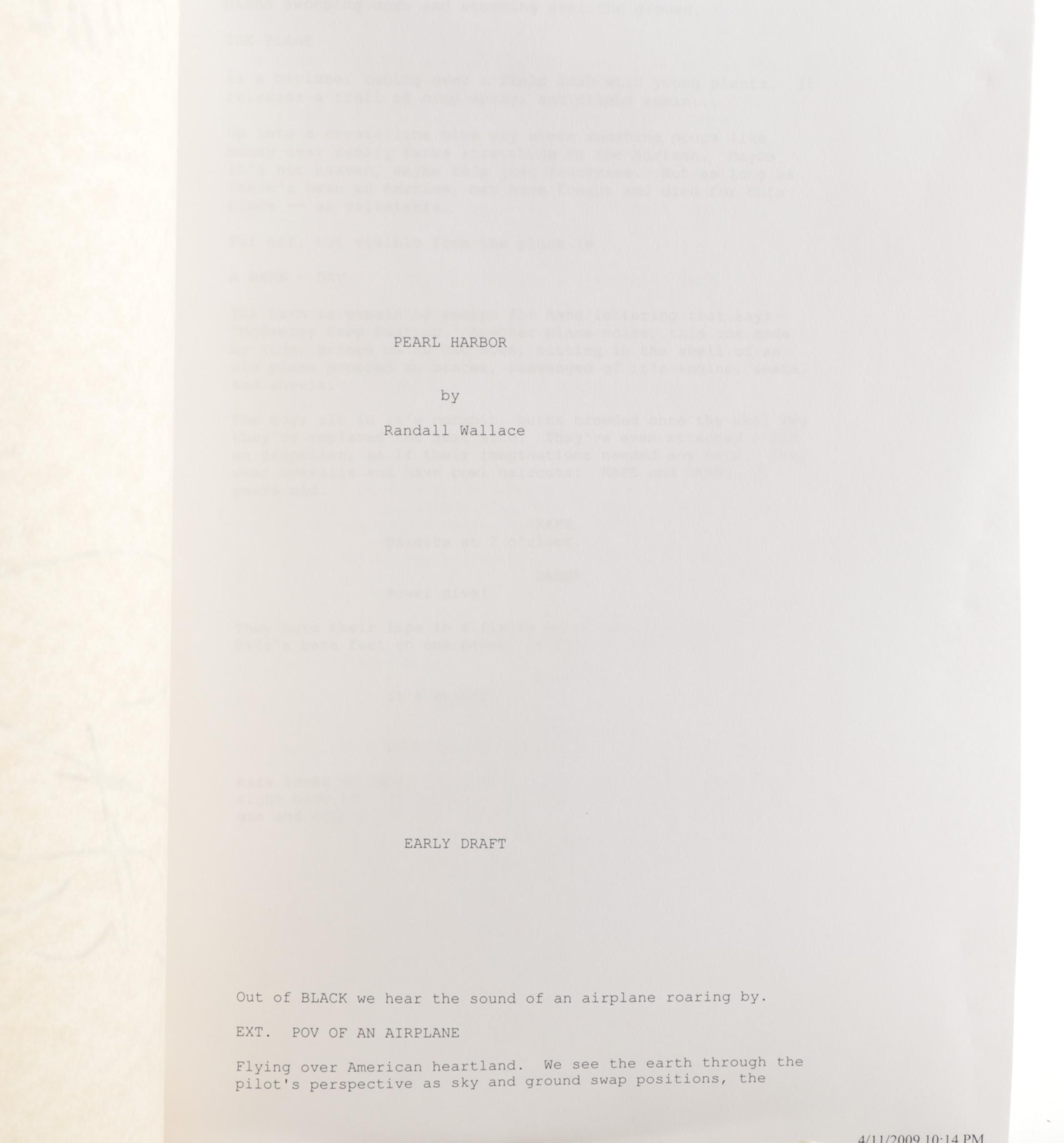 Josh Hartnett and Kate Beckinsale Signed "Pear Harbor" Movie Script Copy