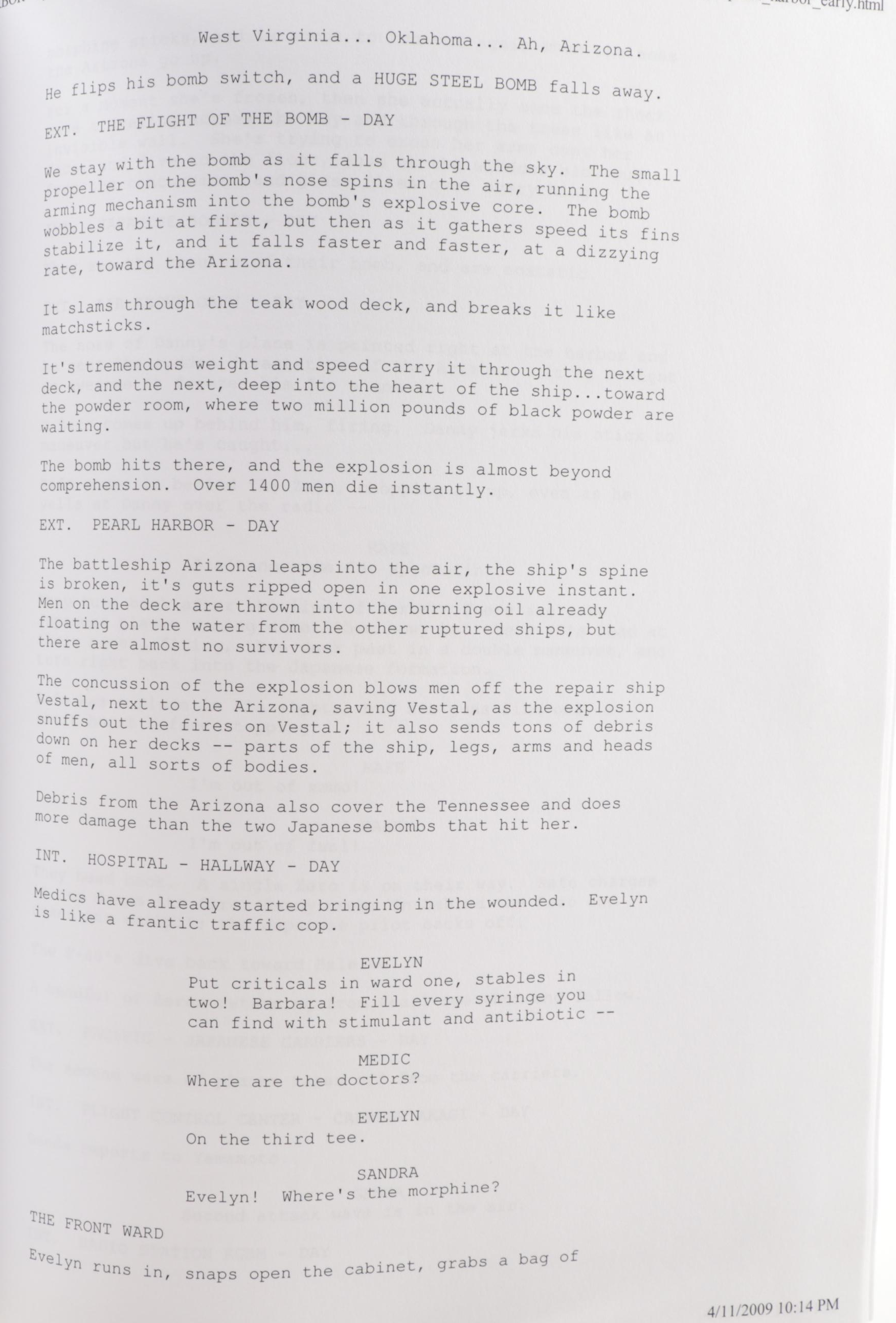 Josh Hartnett and Kate Beckinsale Signed "Pear Harbor" Movie Script Copy