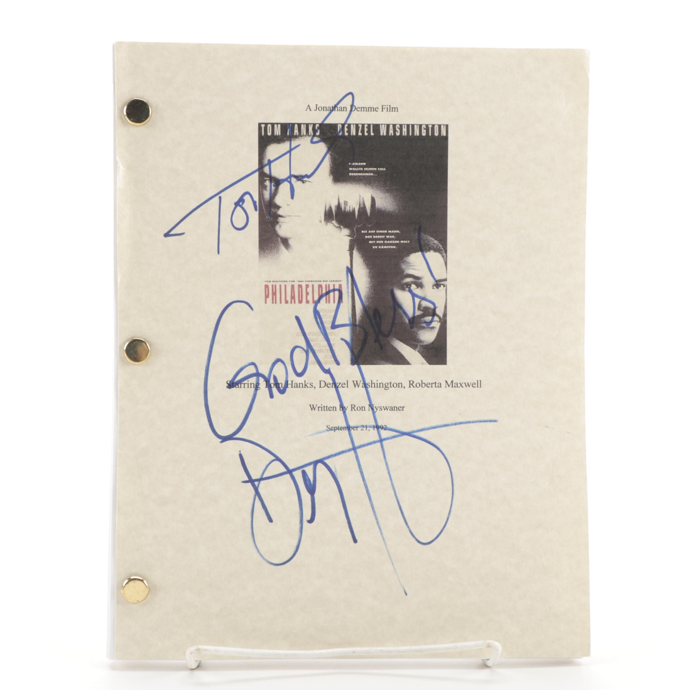 Tom Hanks and Denzel Washington Signed "Philadelphia" Movie Script Copy, COA