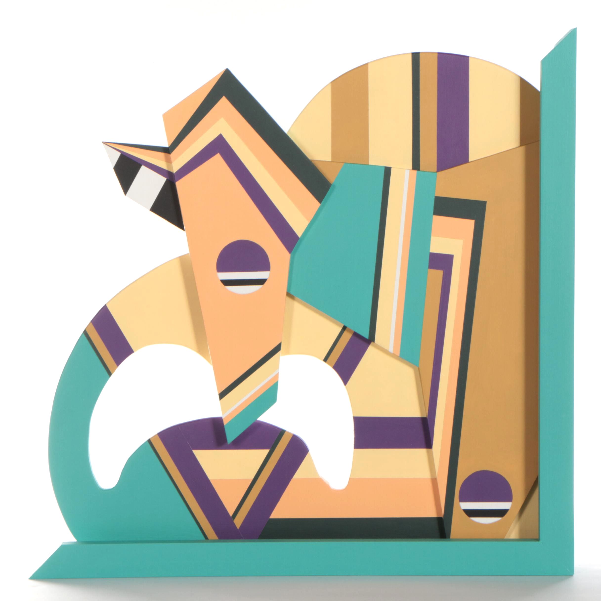 Chase Melendez Abstract Painted Wood Sculpture "Untitled," 2021