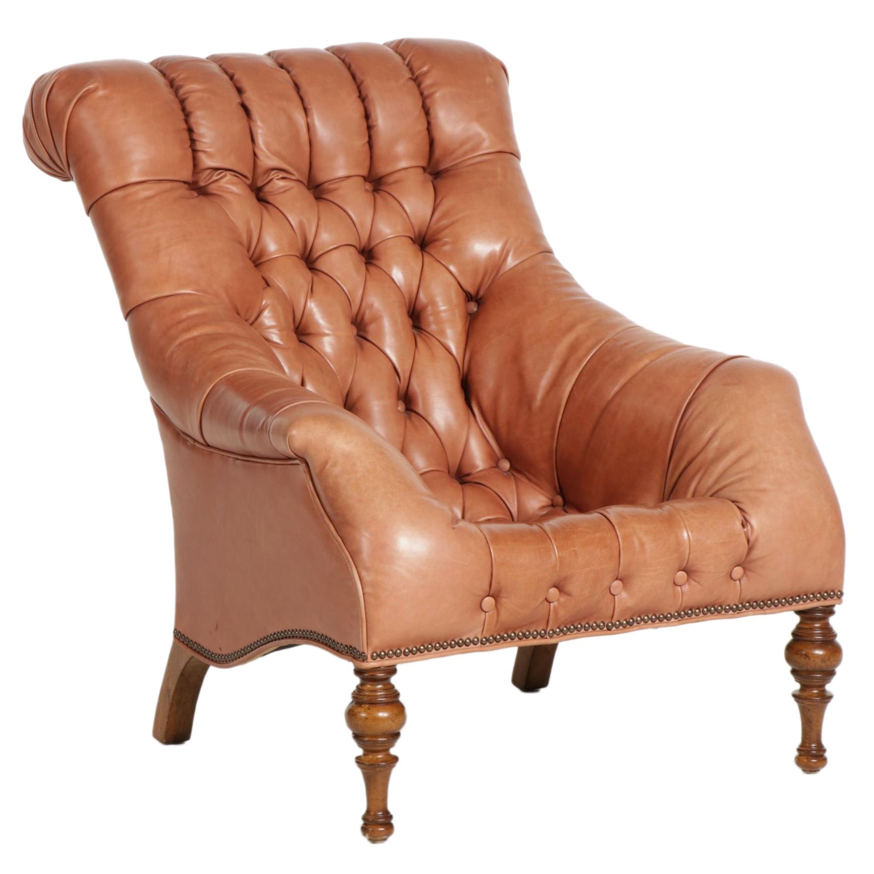 WHL Collection Button-Tufted Leather Armchair