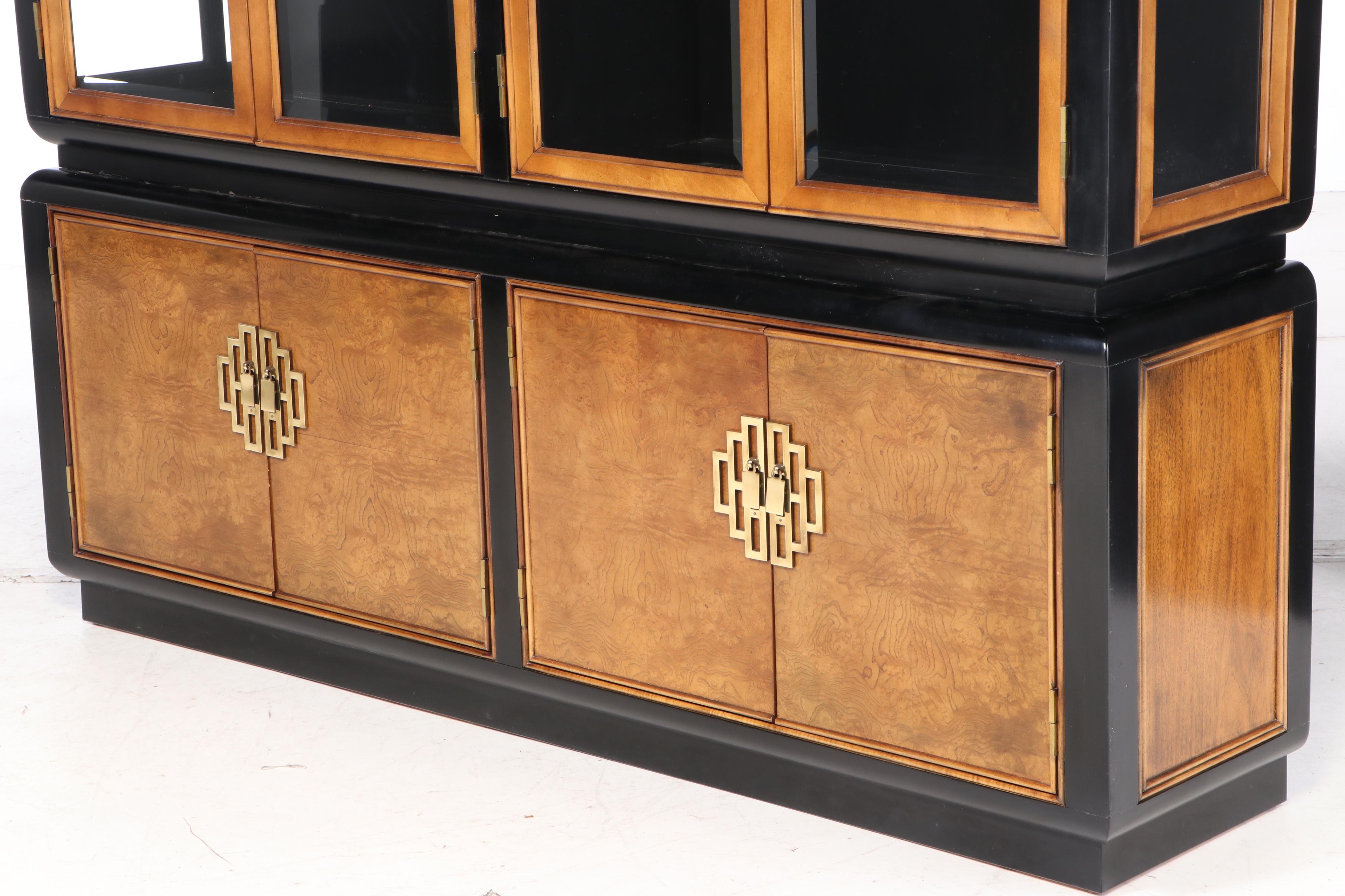 Century Furniture "Chin Hua" Primavera, White Ash Burl, and Maple China Cabinet