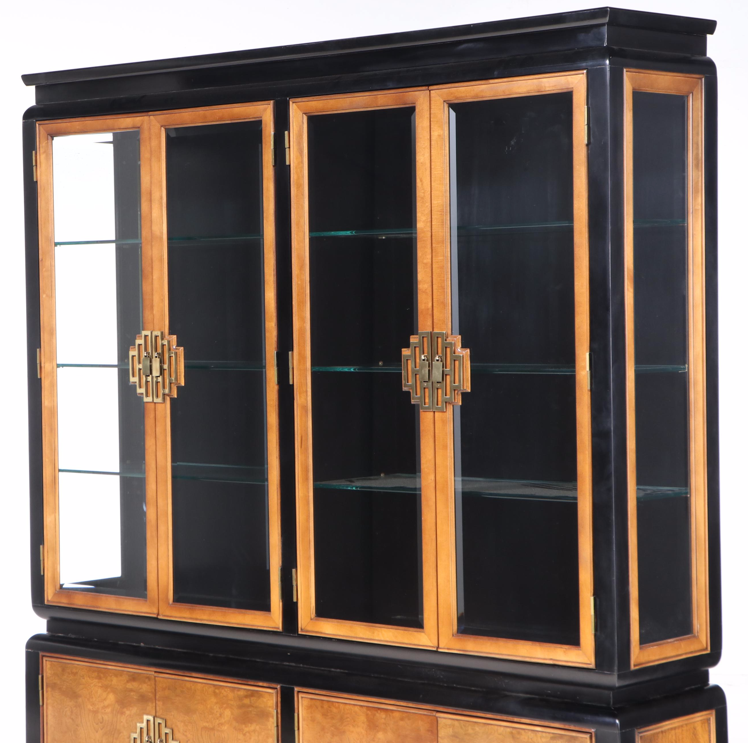 Century Furniture "Chin Hua" Primavera, White Ash Burl, and Maple China Cabinet