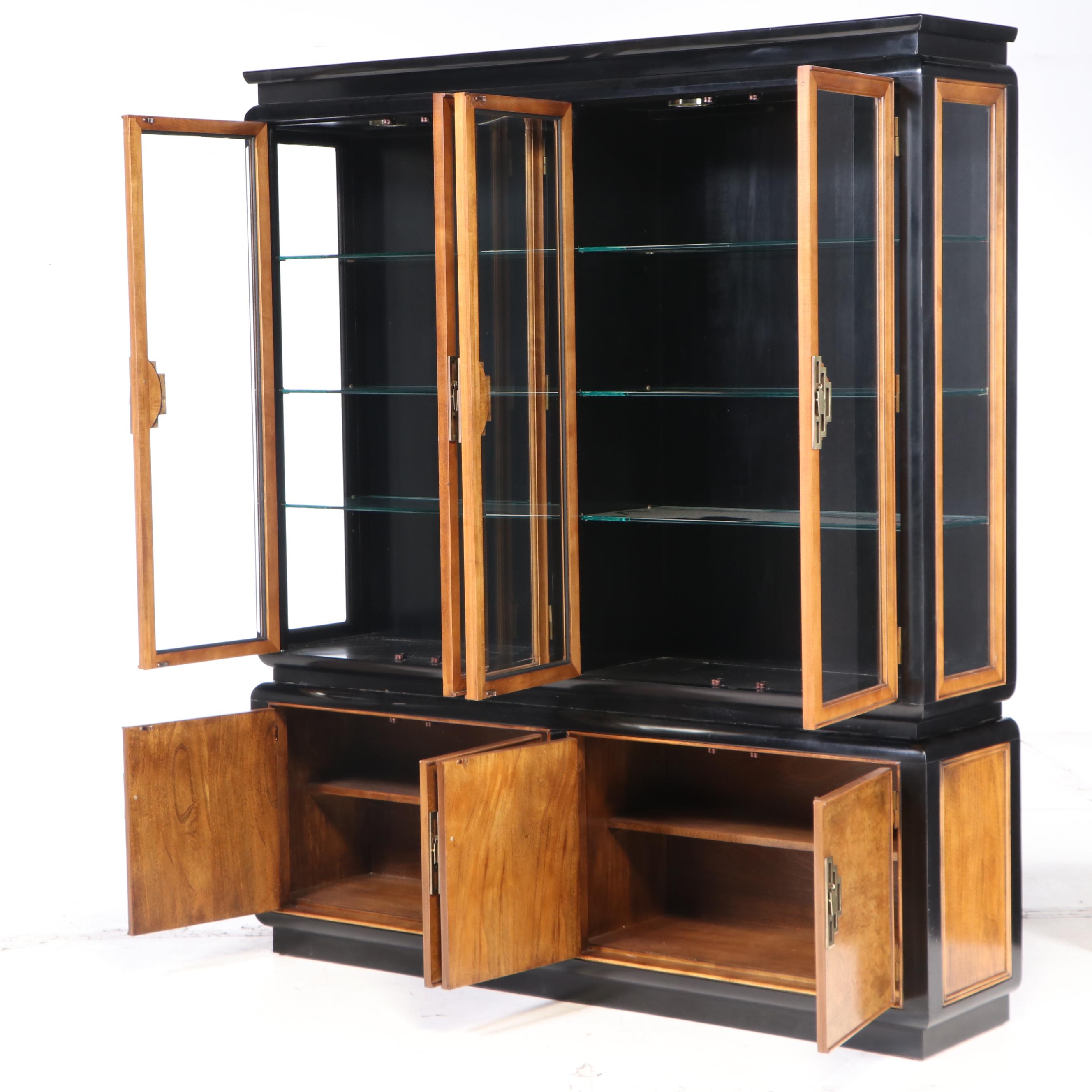 Century Furniture "Chin Hua" Primavera, White Ash Burl, and Maple China Cabinet