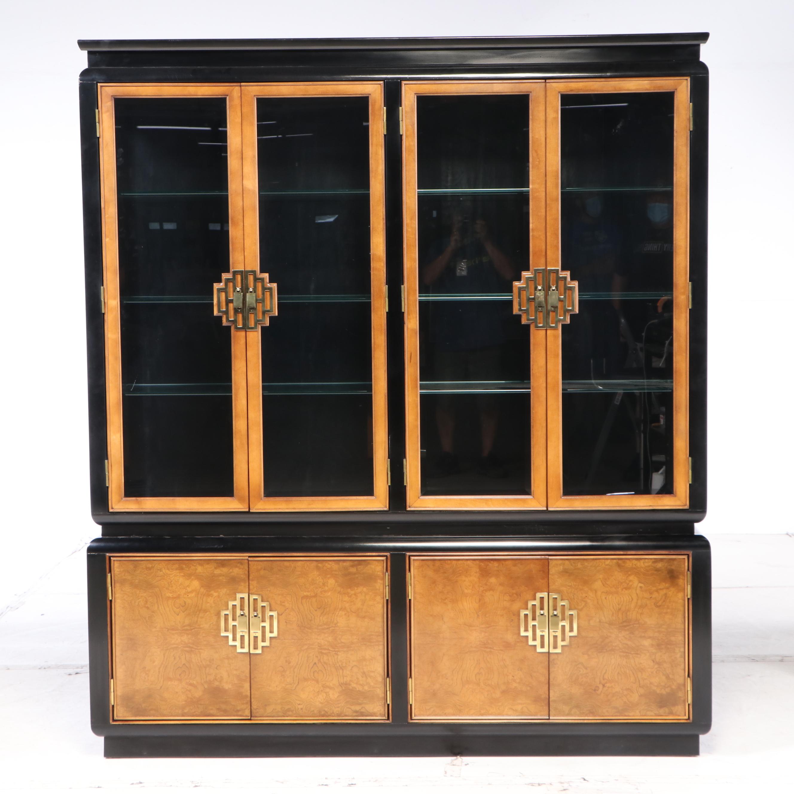 Century Furniture "Chin Hua" Primavera, White Ash Burl, and Maple China Cabinet