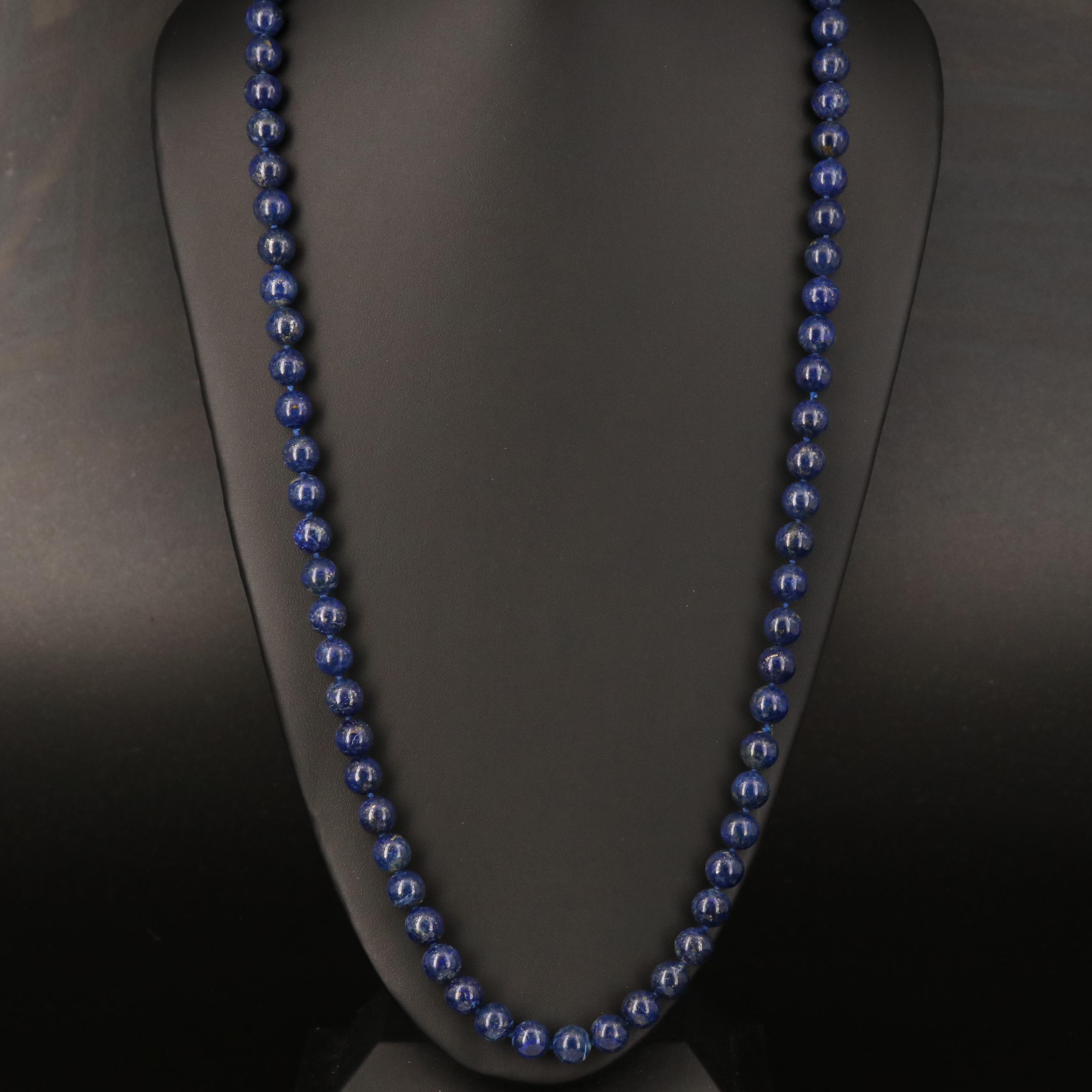 Endless Lapis Lazuli Beaded Necklace