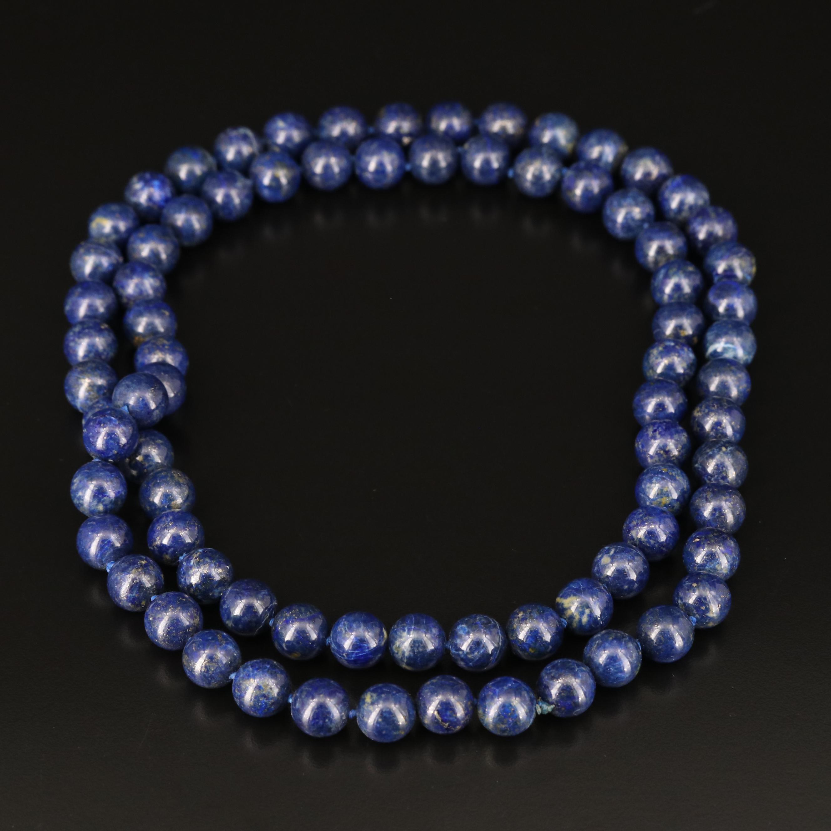 Endless Lapis Lazuli Beaded Necklace