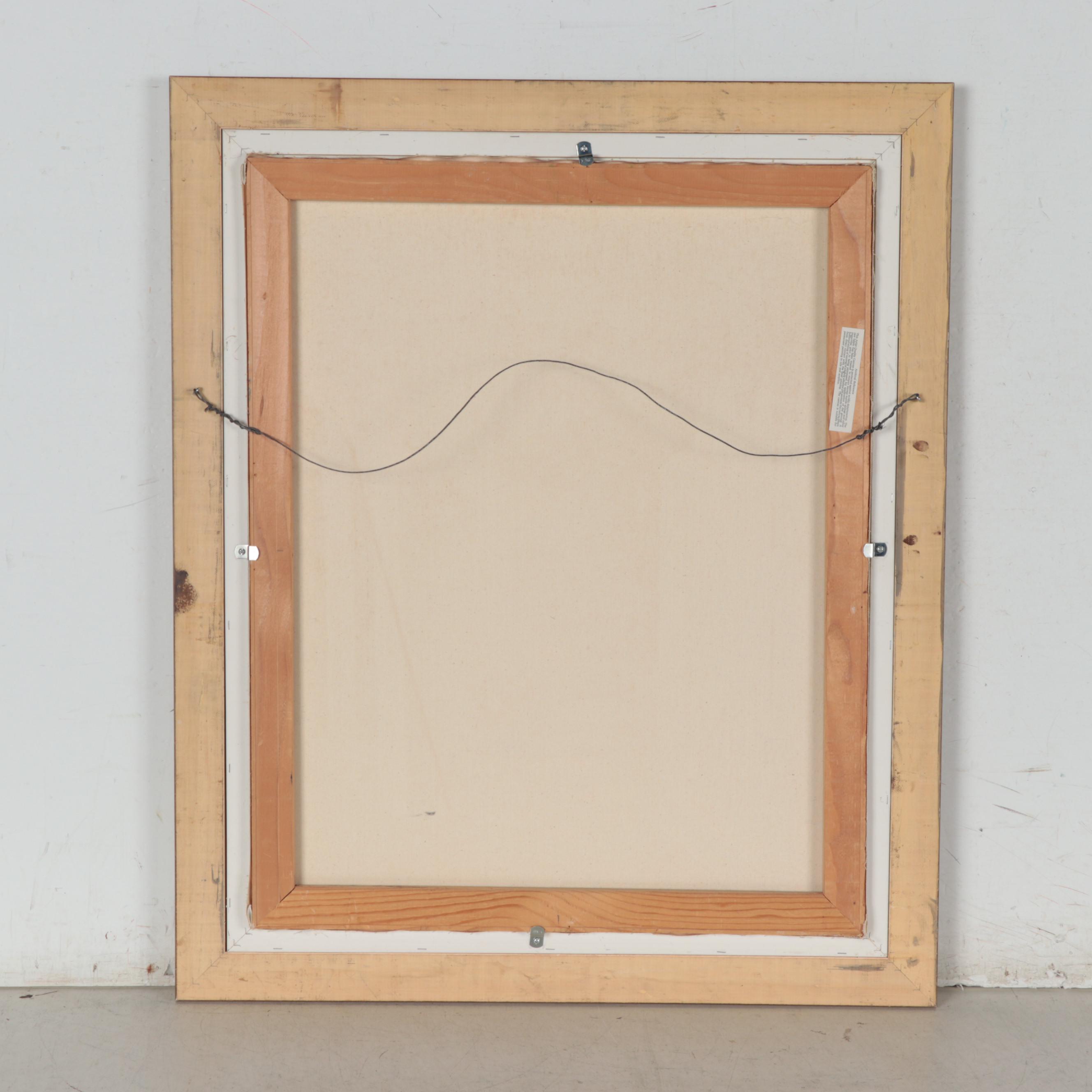 Garlin Russell Garden Landscape Oil Painting, Late 20th Century