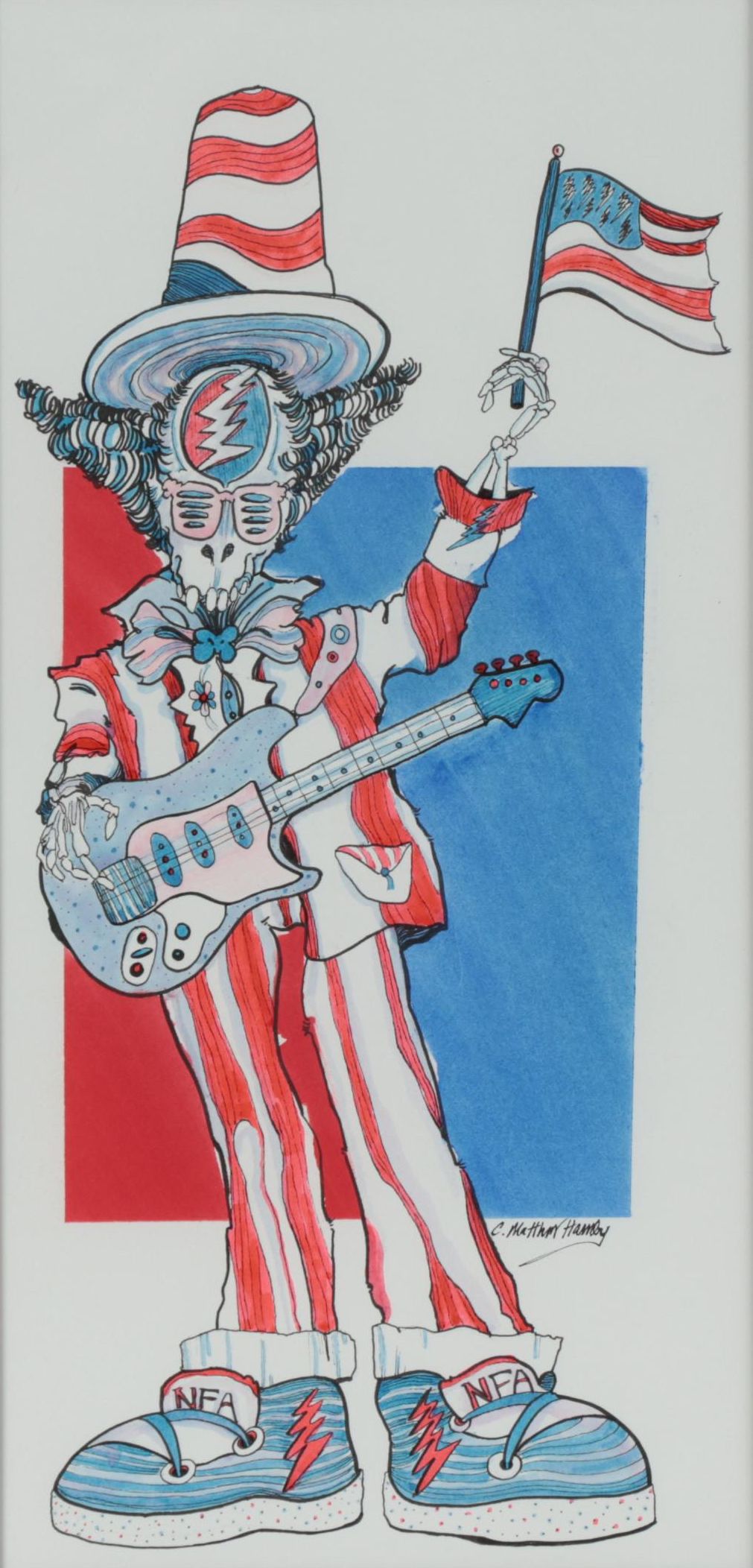 C. Matthew Hamby Figural Ink and Watercolor Drawing, 2021