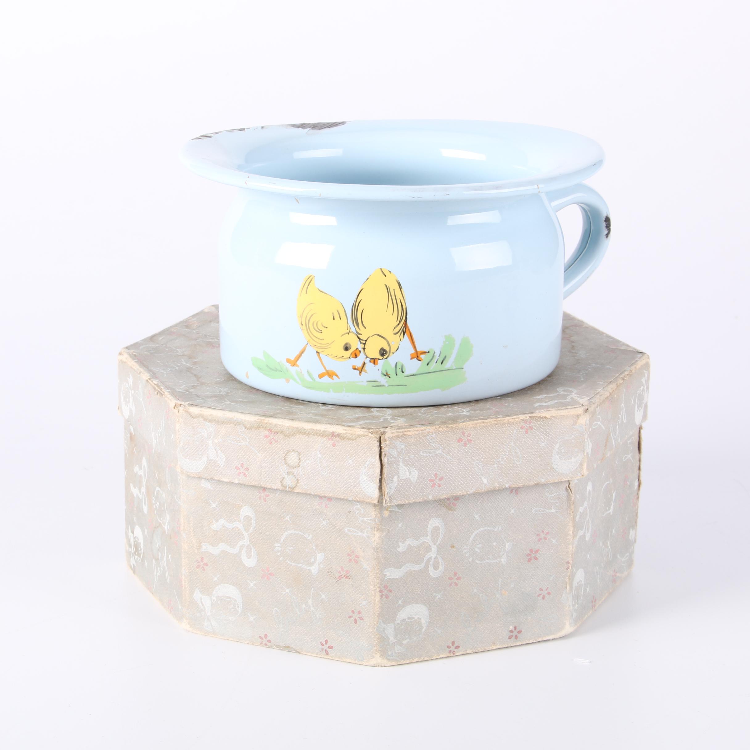 Glasco Baby Jar and Tray Set, Evenflo Bottles, and Enamelware, Mid-20th Century