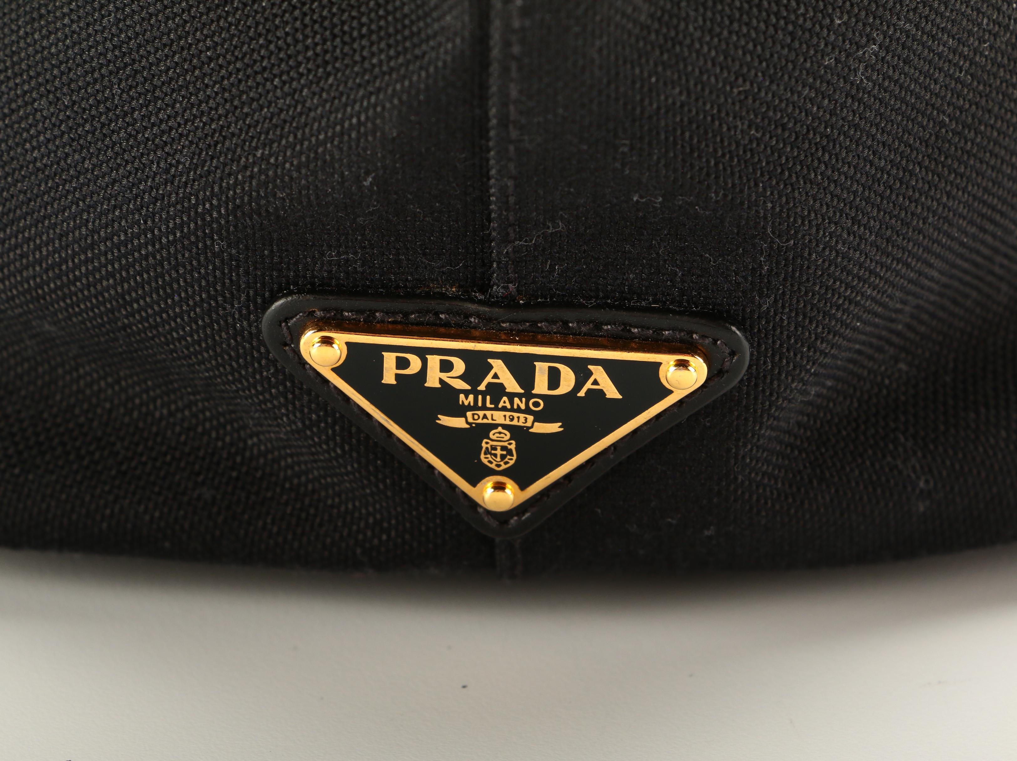 Prada Black Canapa Canvas and Leather Tote