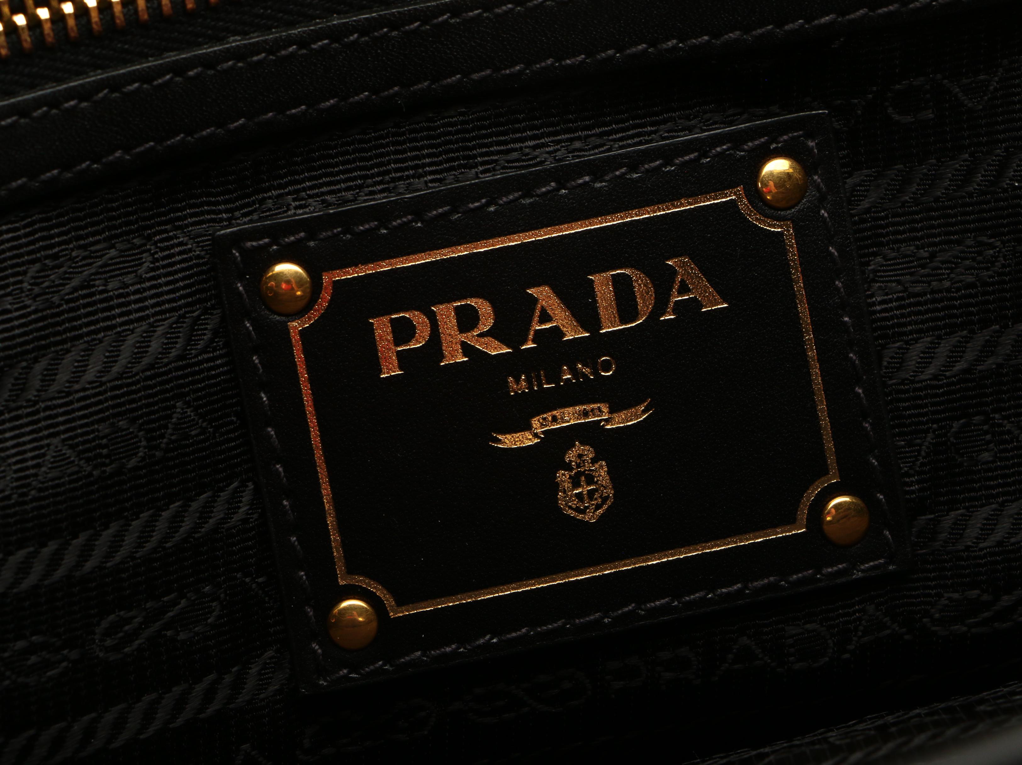Prada Black Canapa Canvas and Leather Tote
