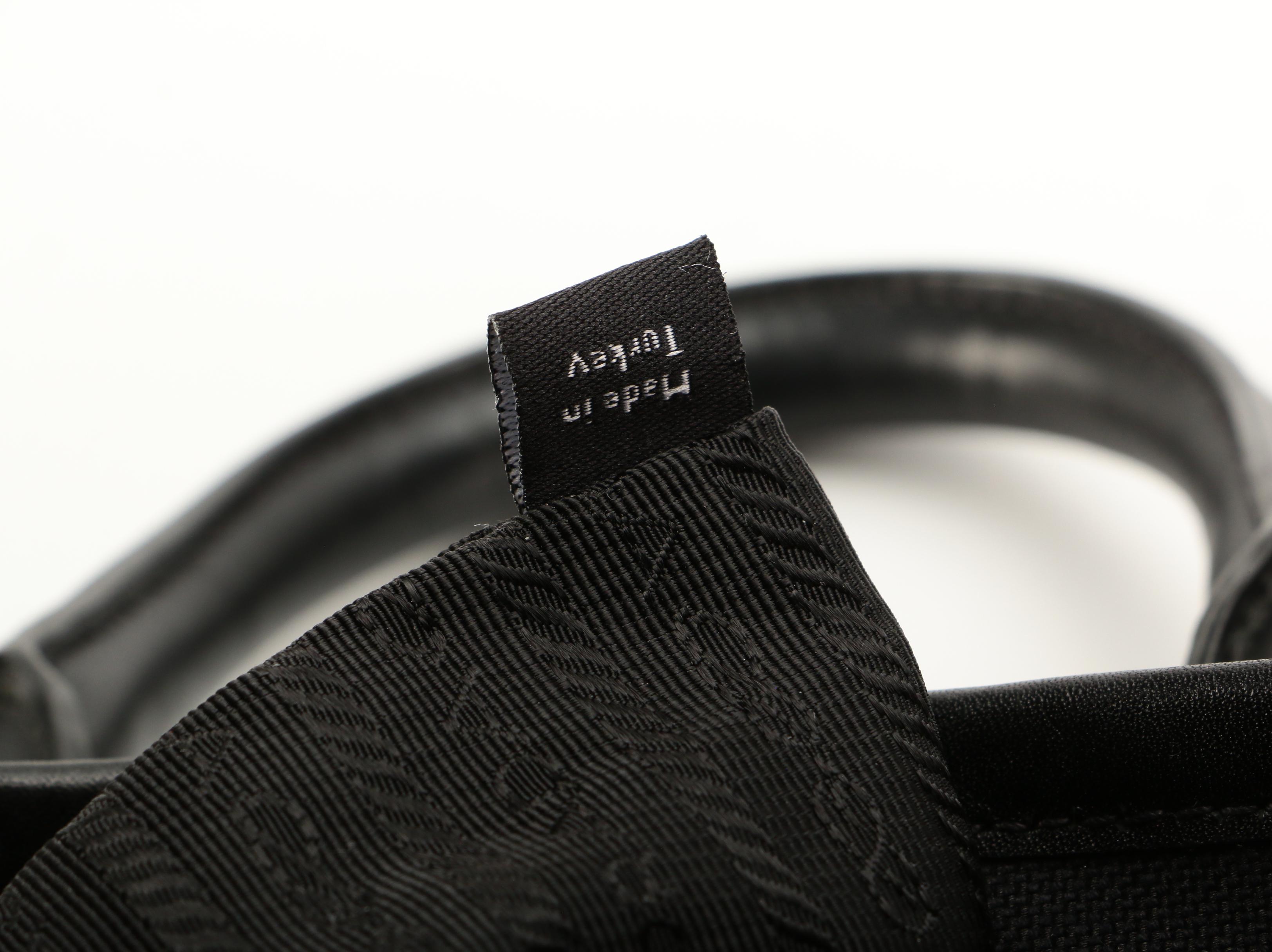 Prada Black Canapa Canvas and Leather Tote