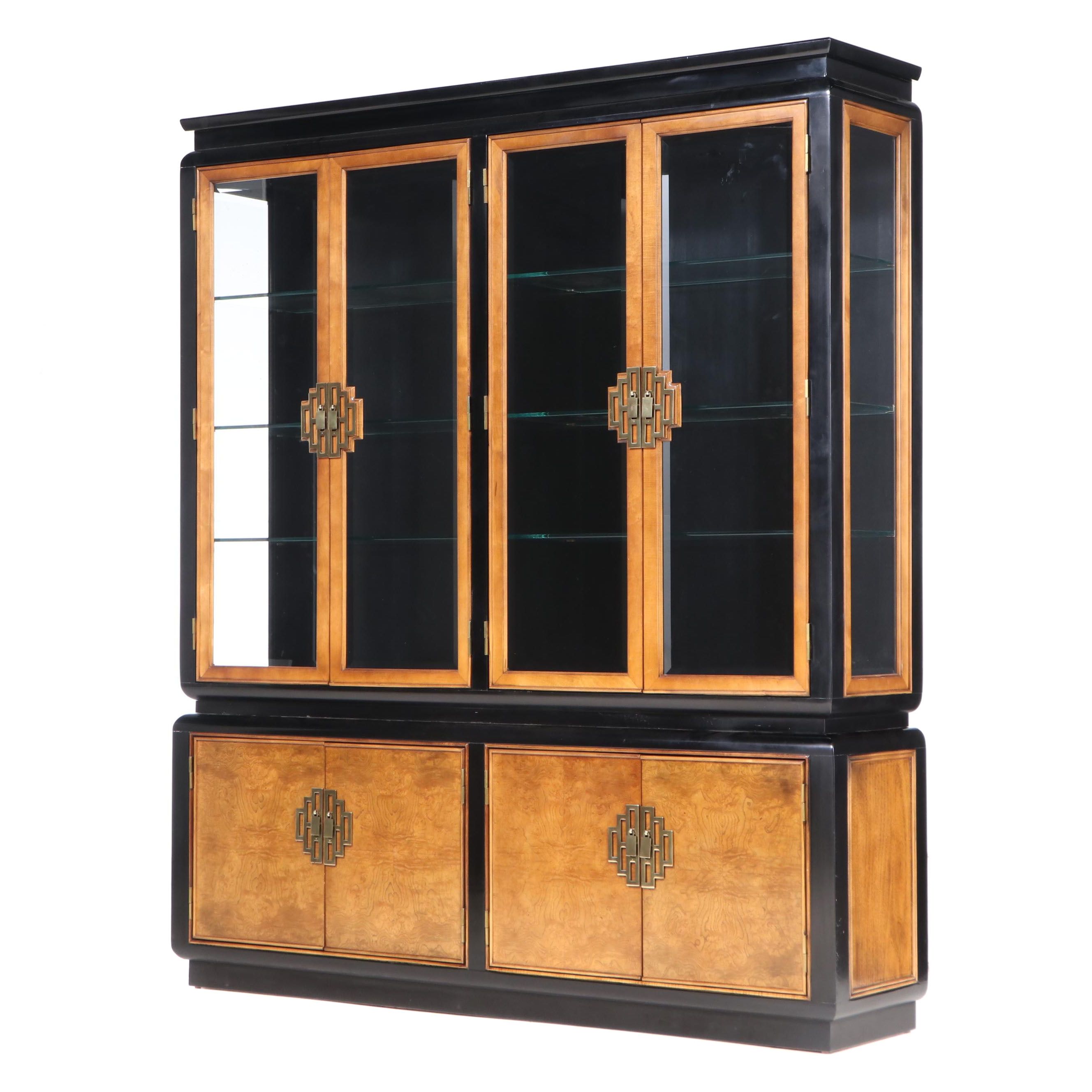 Century Furniture "Chin Hua" Primavera, White Ash Burl, and Maple China Cabinet