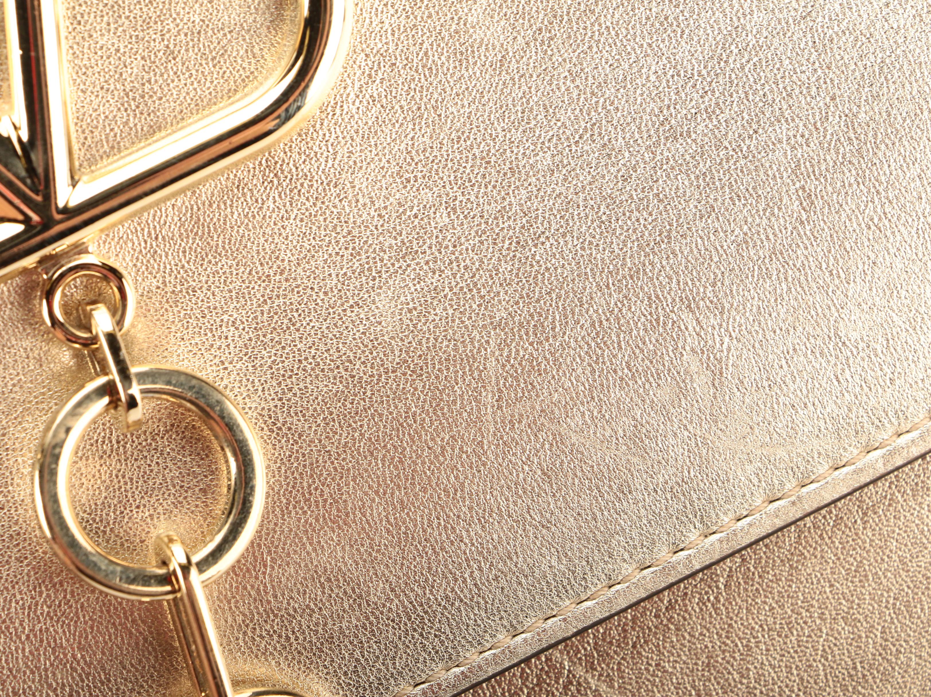 Valentino Flap Front Convertible Clutch in Gold Metallic Leather