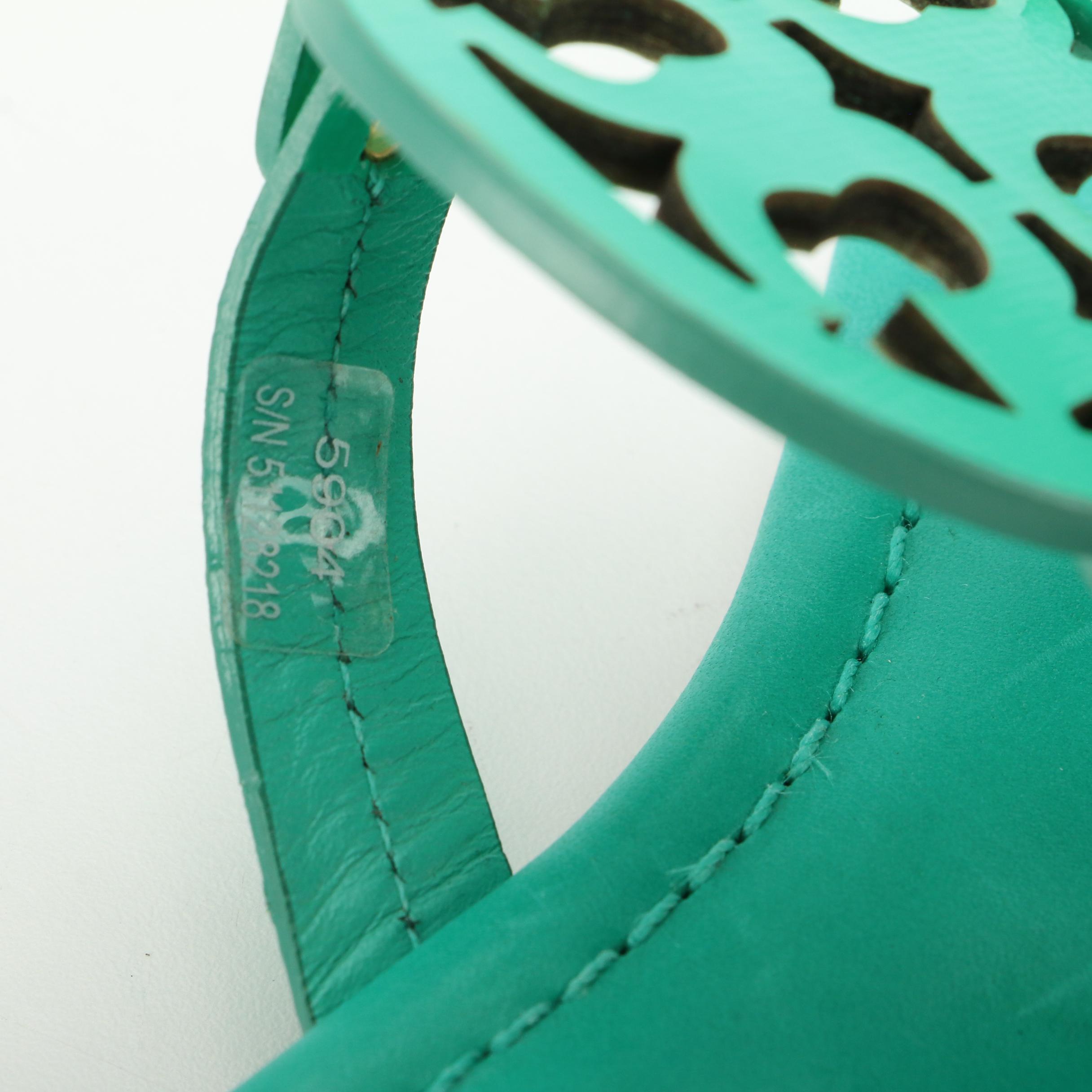 Tory Burch Miller Sandal in Bright Green Patent Leather and Gold Hardware