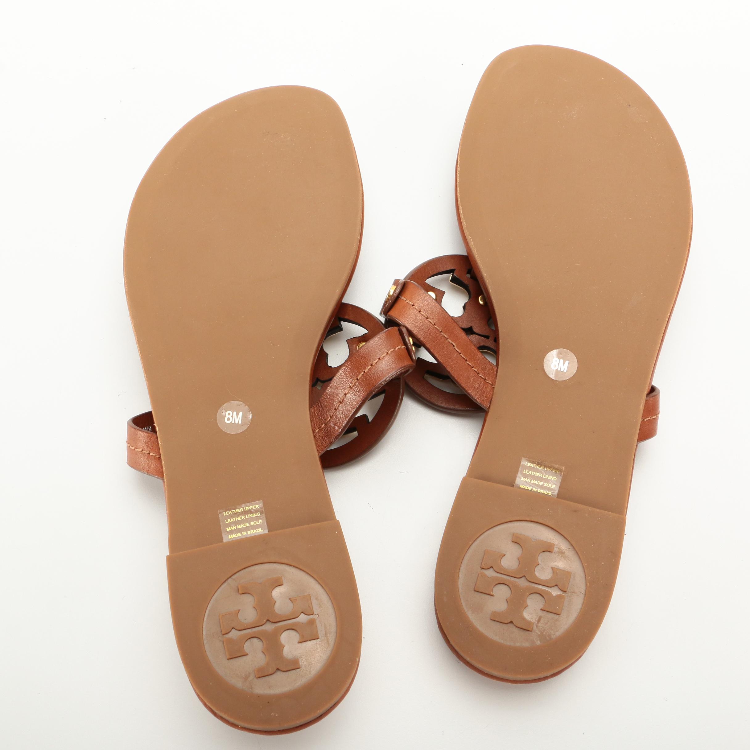 Tory Burch Miller Sandal in Brown Leather and Gold Hardware