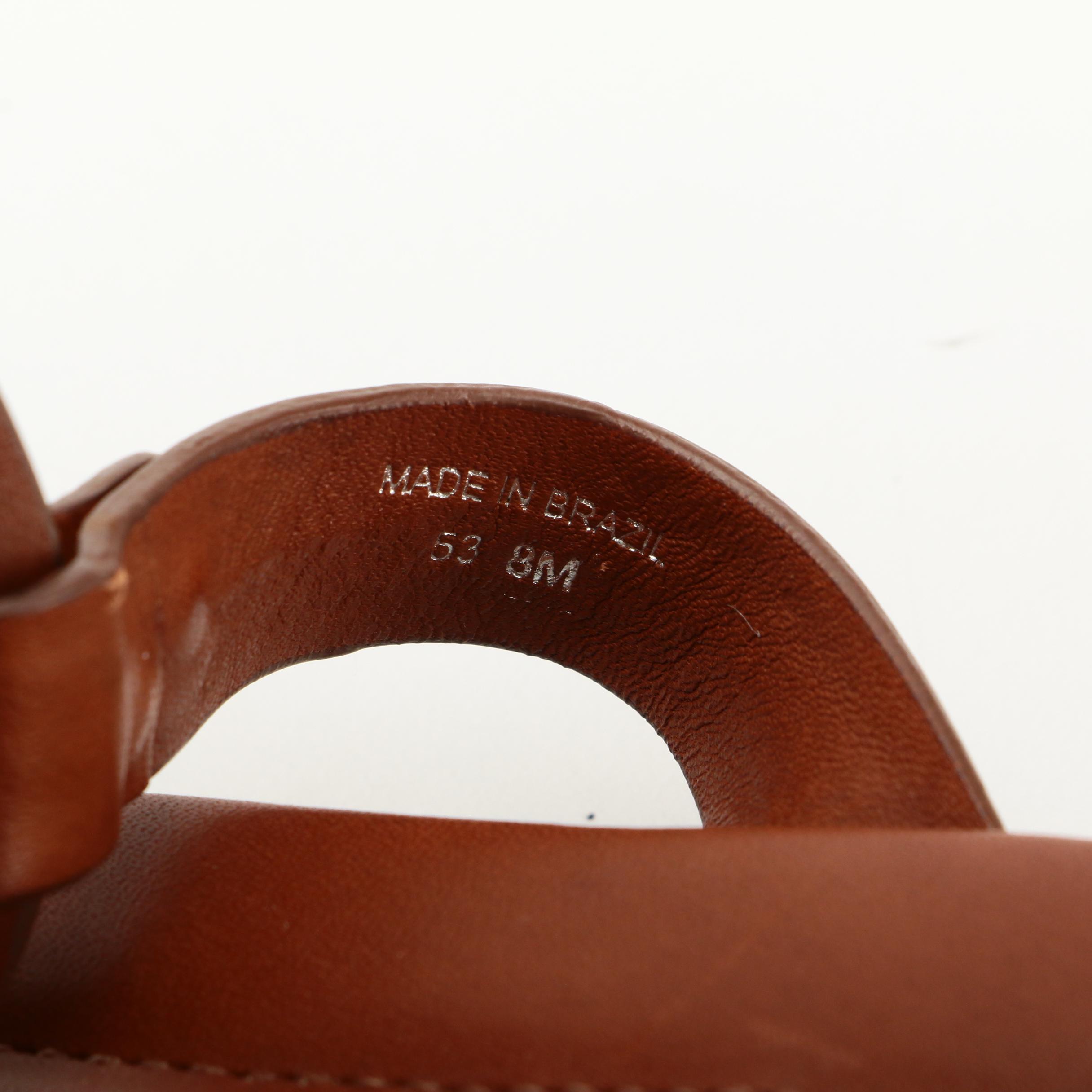 Tory Burch Miller Sandal in Brown Leather and Gold Hardware