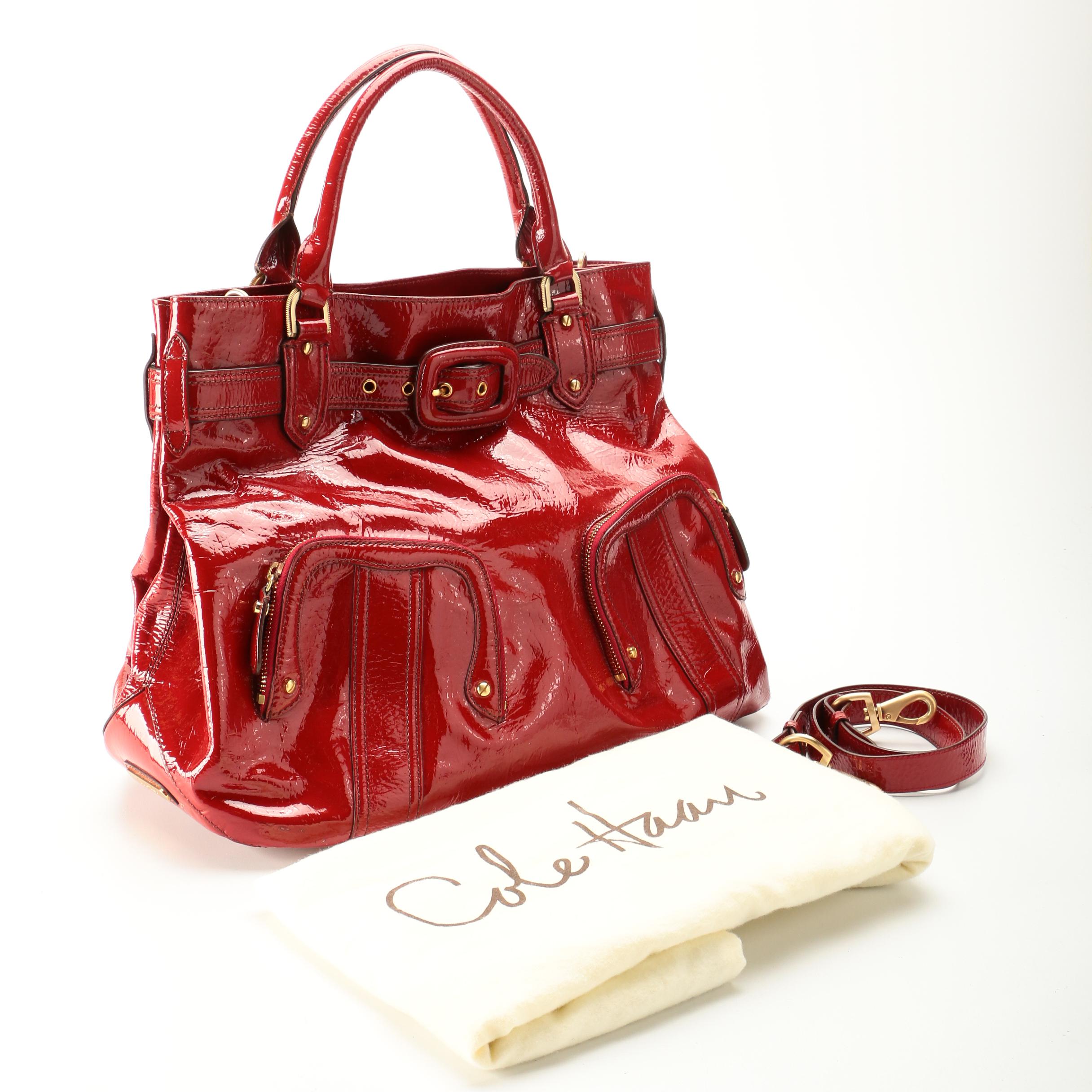 Cole Haan Two-Way Tote Bag in Red Patent Leather