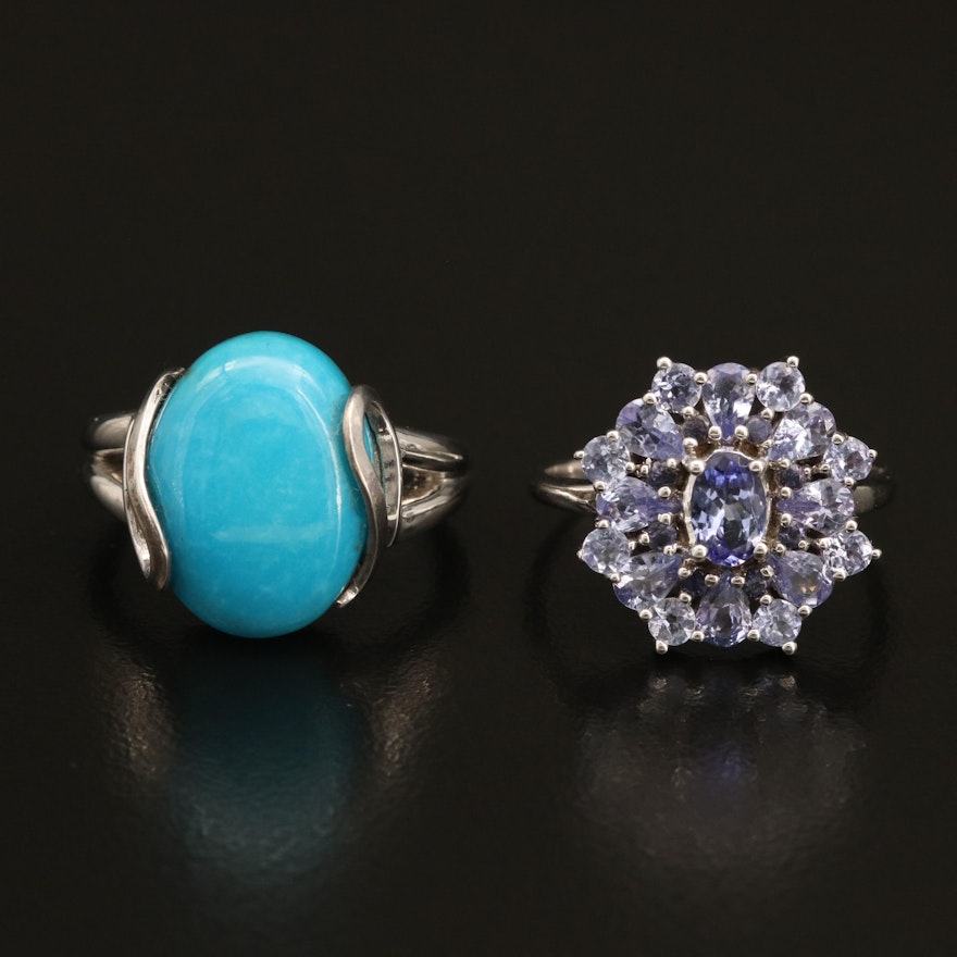 Sterling Turquoise and Tanzanite Rings