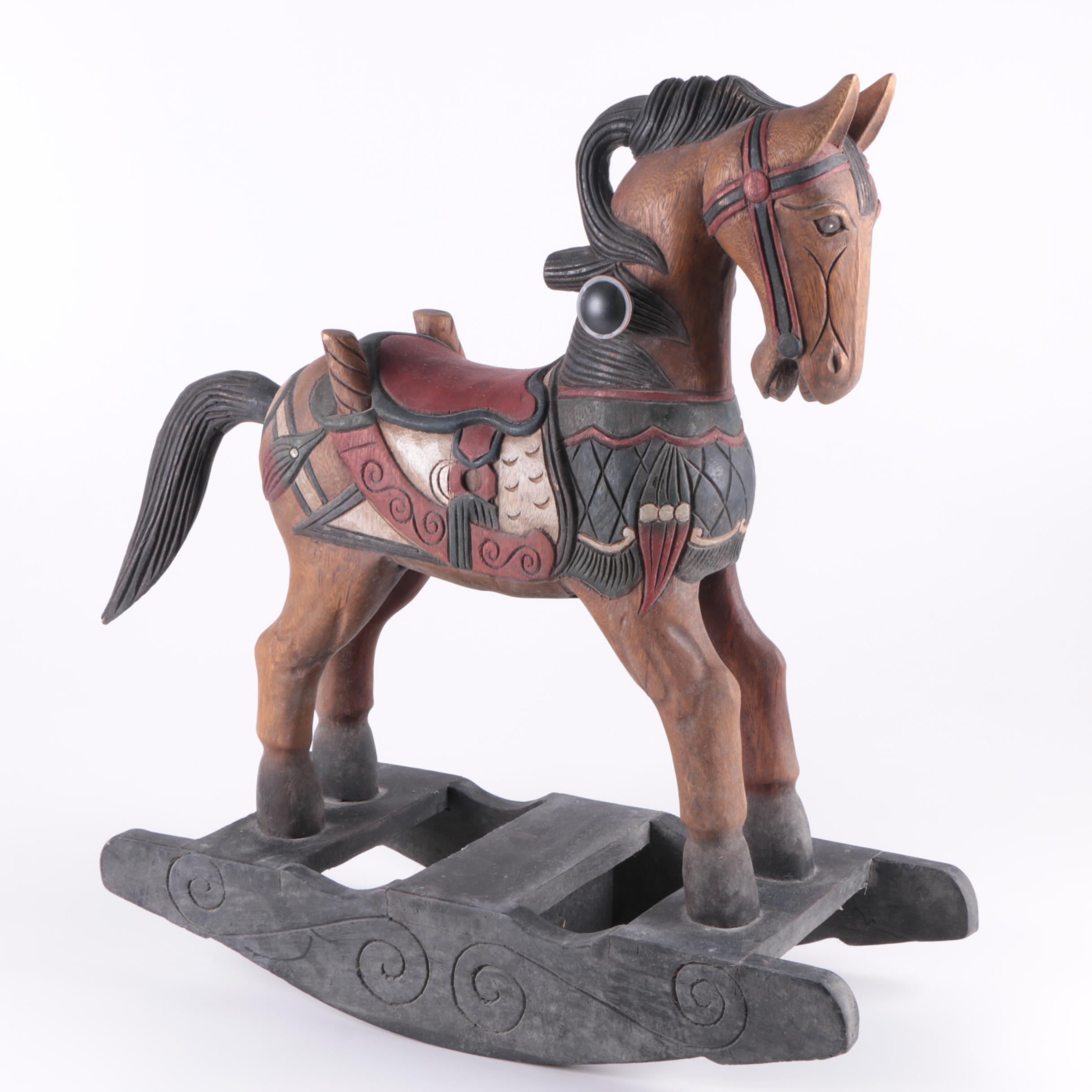 Decorative Carved and Painted Rocking Horse, Late 20th to 21st Century