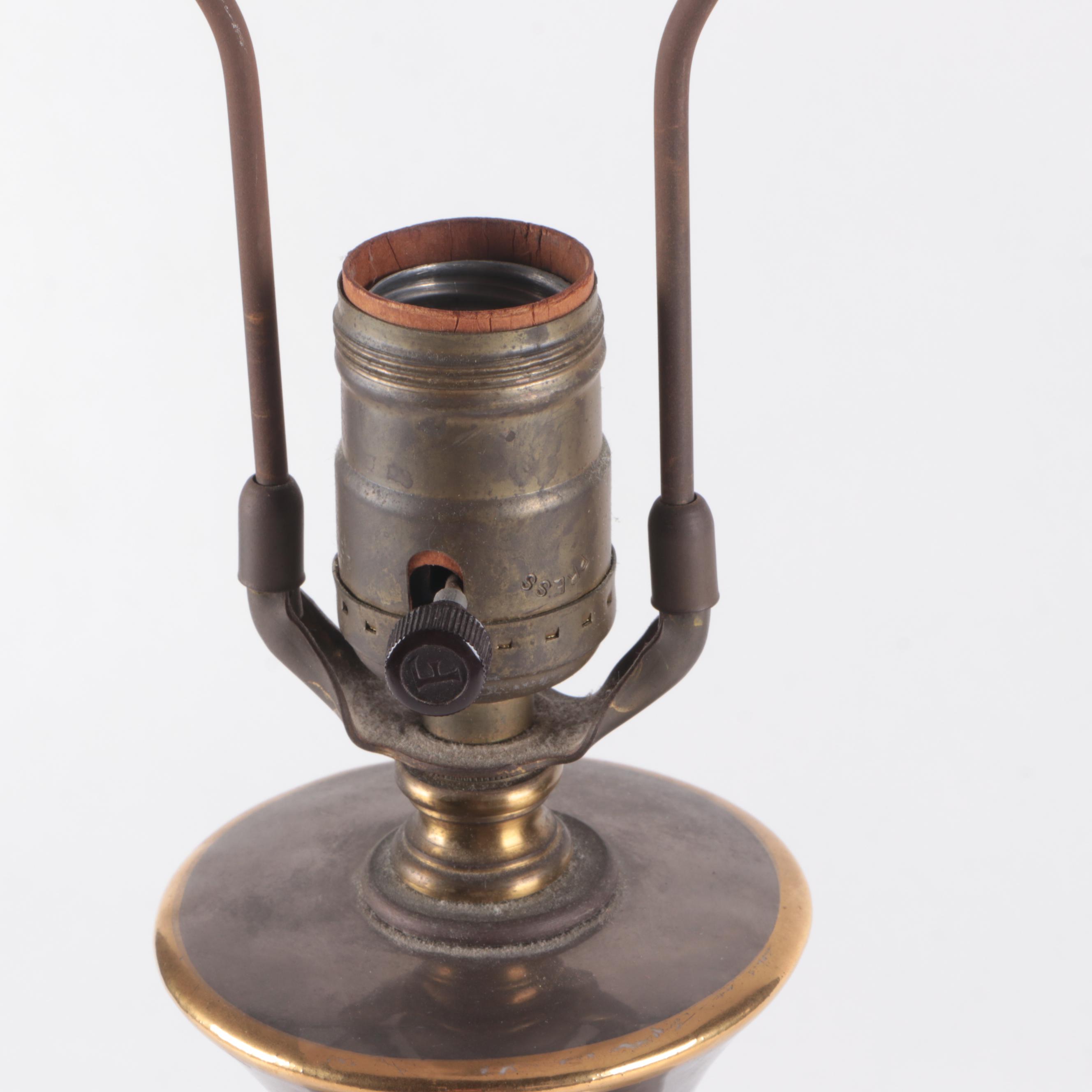 Metallic Grey and Gilt Accent Ceramic Table Lamp